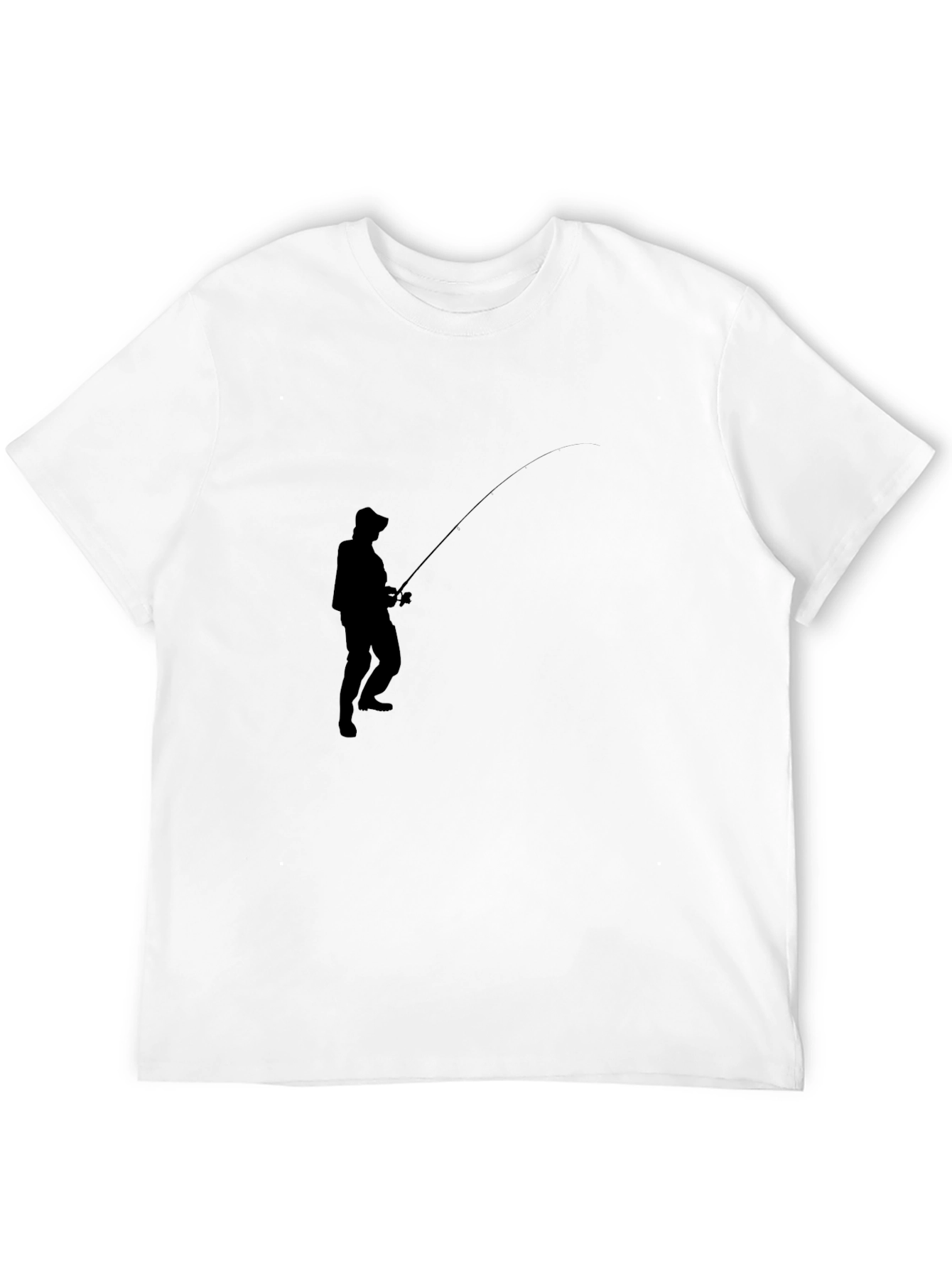 Fishing Silhouette Graphic Tee - Classic Black Cotton Blend