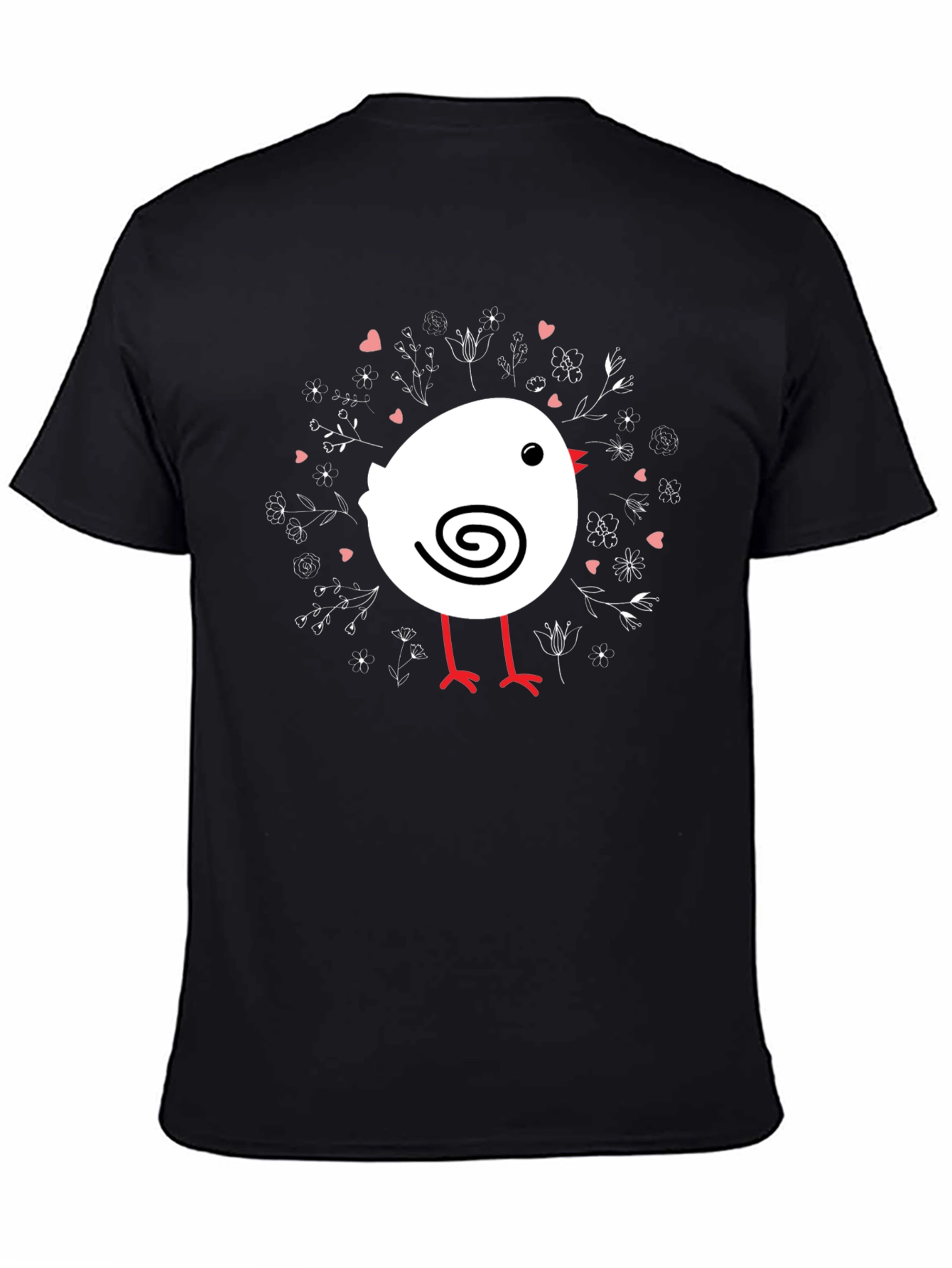 Cute Chick T-Shirt - Black Cotton Tee with Bird Design