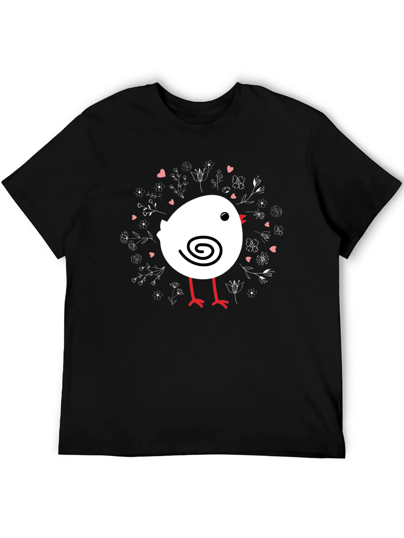 Cute Chick T-Shirt - Black Cotton Tee with Bird Design