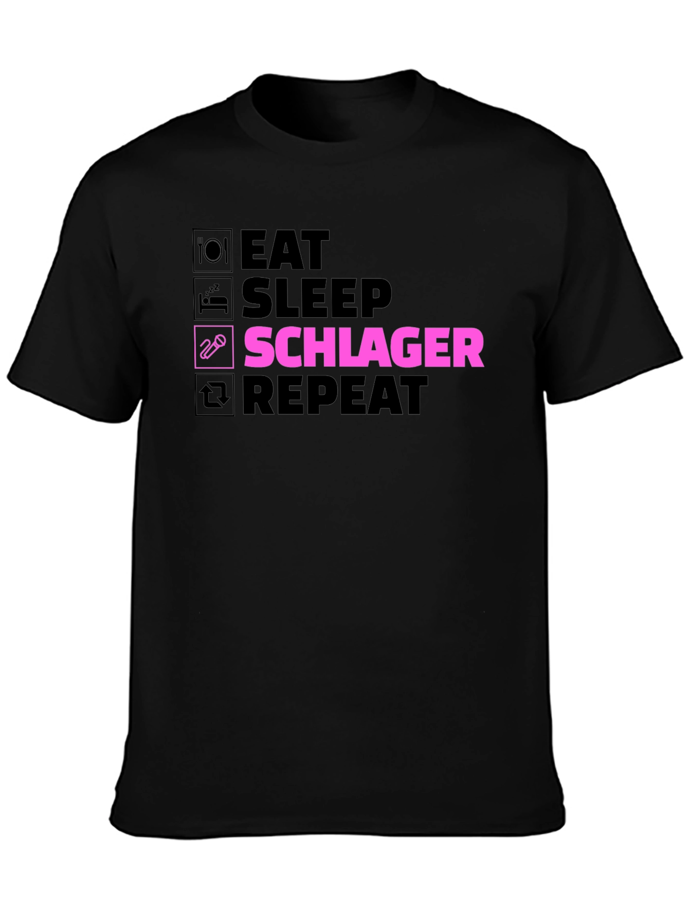 Eat Sleep Schlager Repeat Black T-Shirt