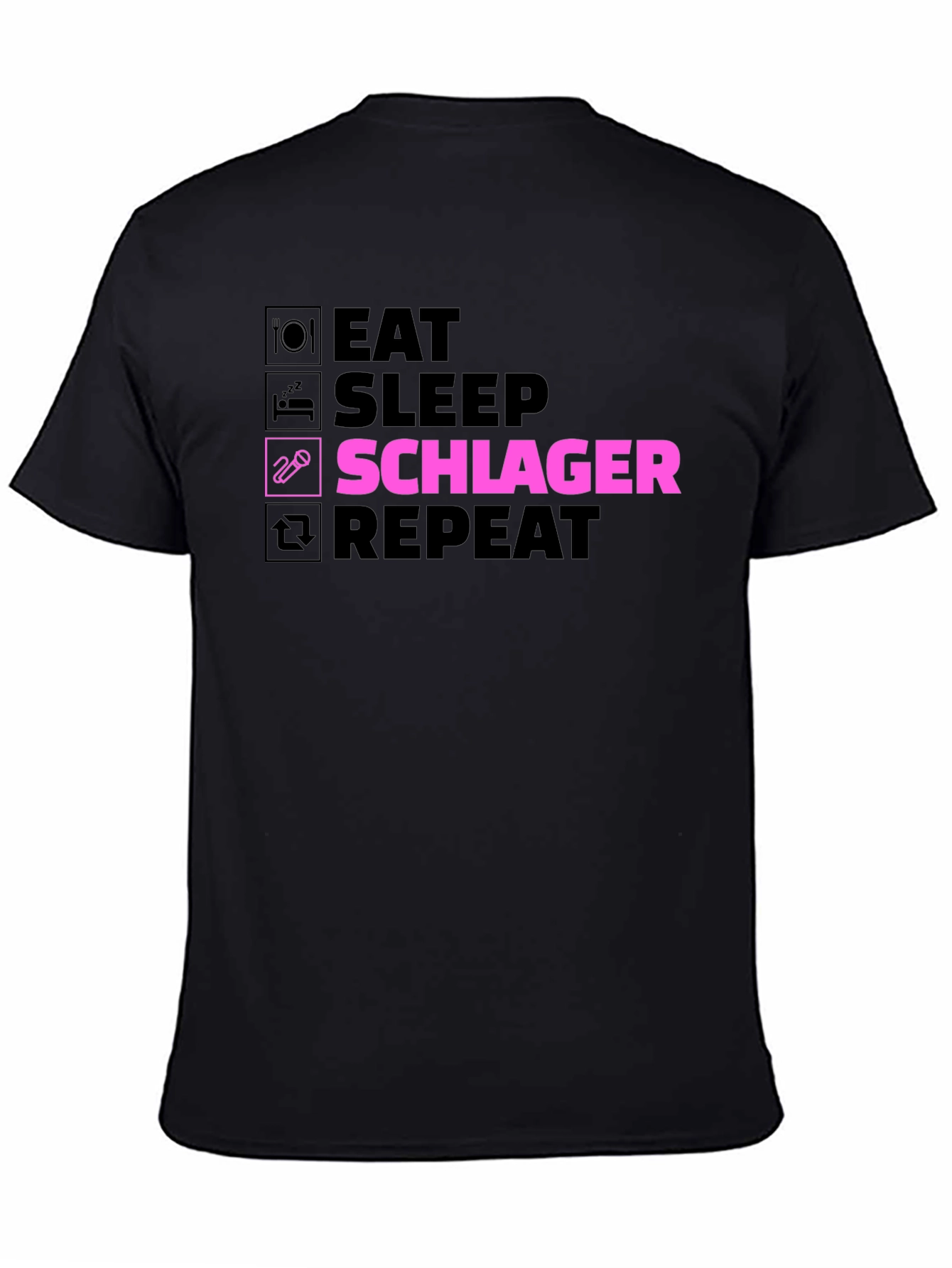 Eat Sleep Schlager Repeat Black T-Shirt