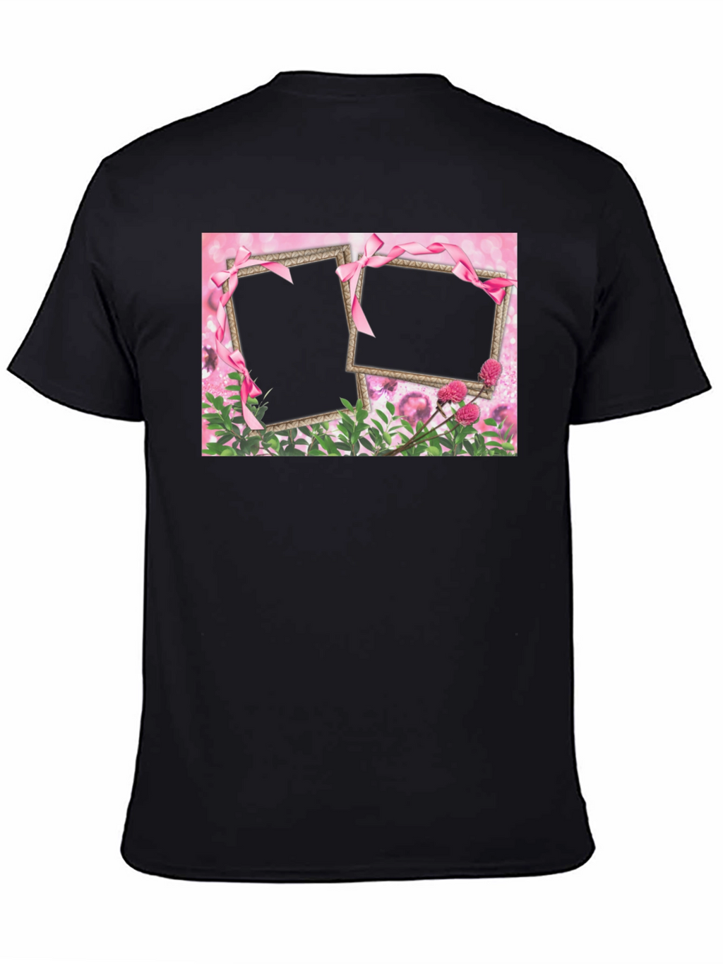 Customizable Pink Floral Frame T-Shirt