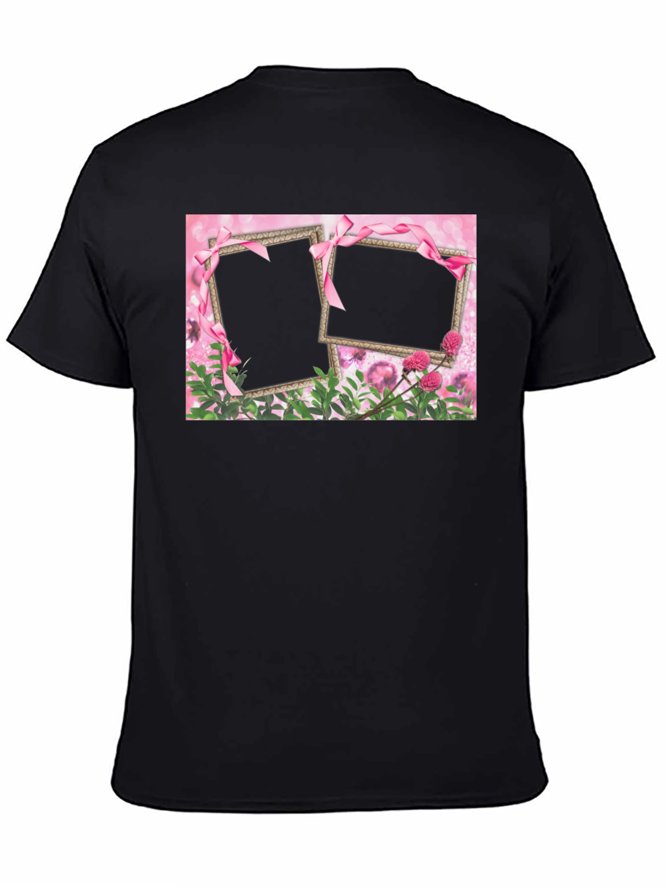 Customizable Pink Floral Frame T-Shirt
