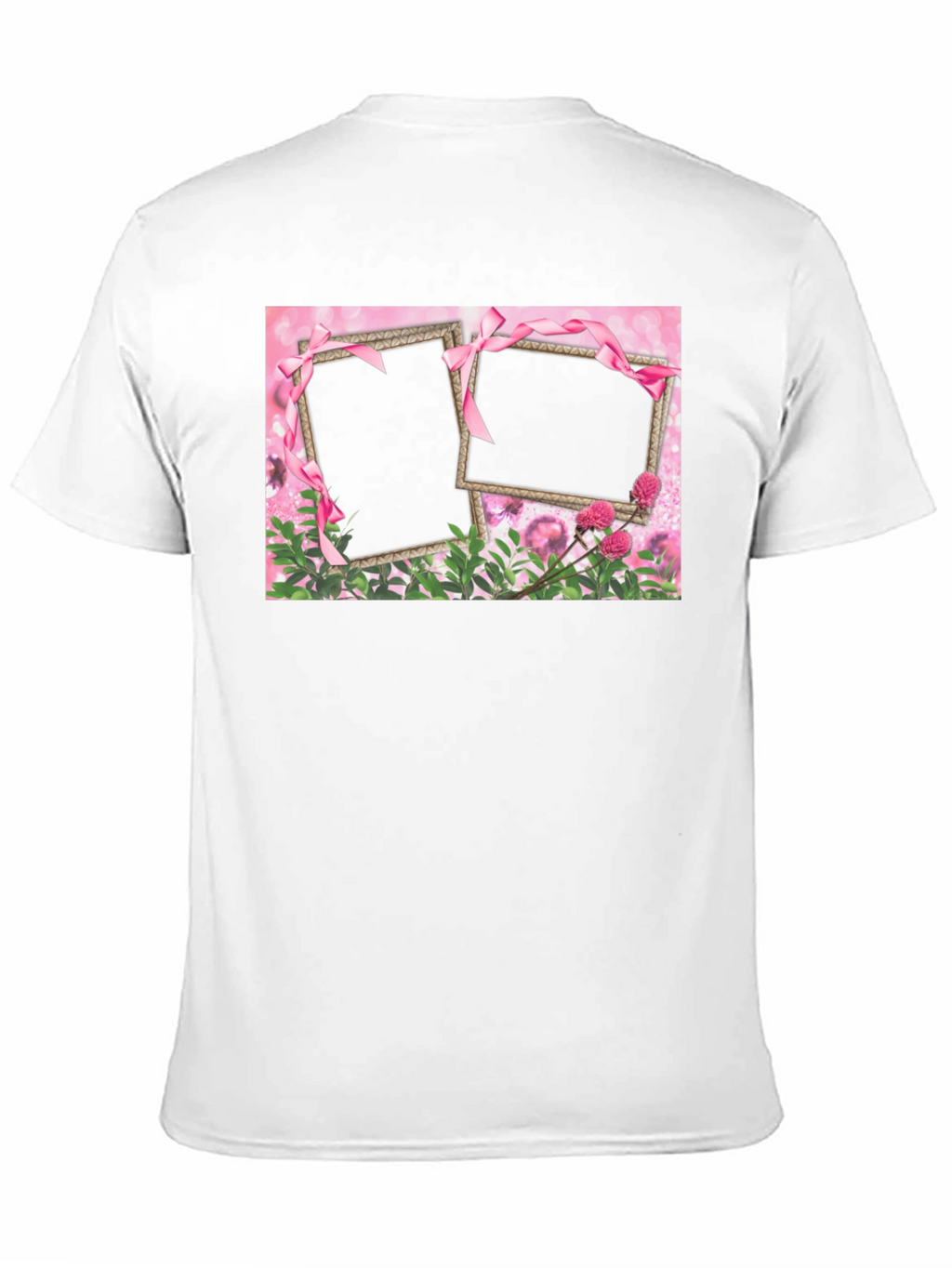 Customizable Pink Floral Frame T-Shirt