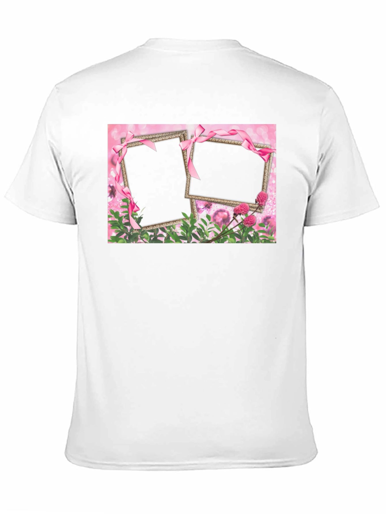 Customizable Pink Floral Frame T-Shirt