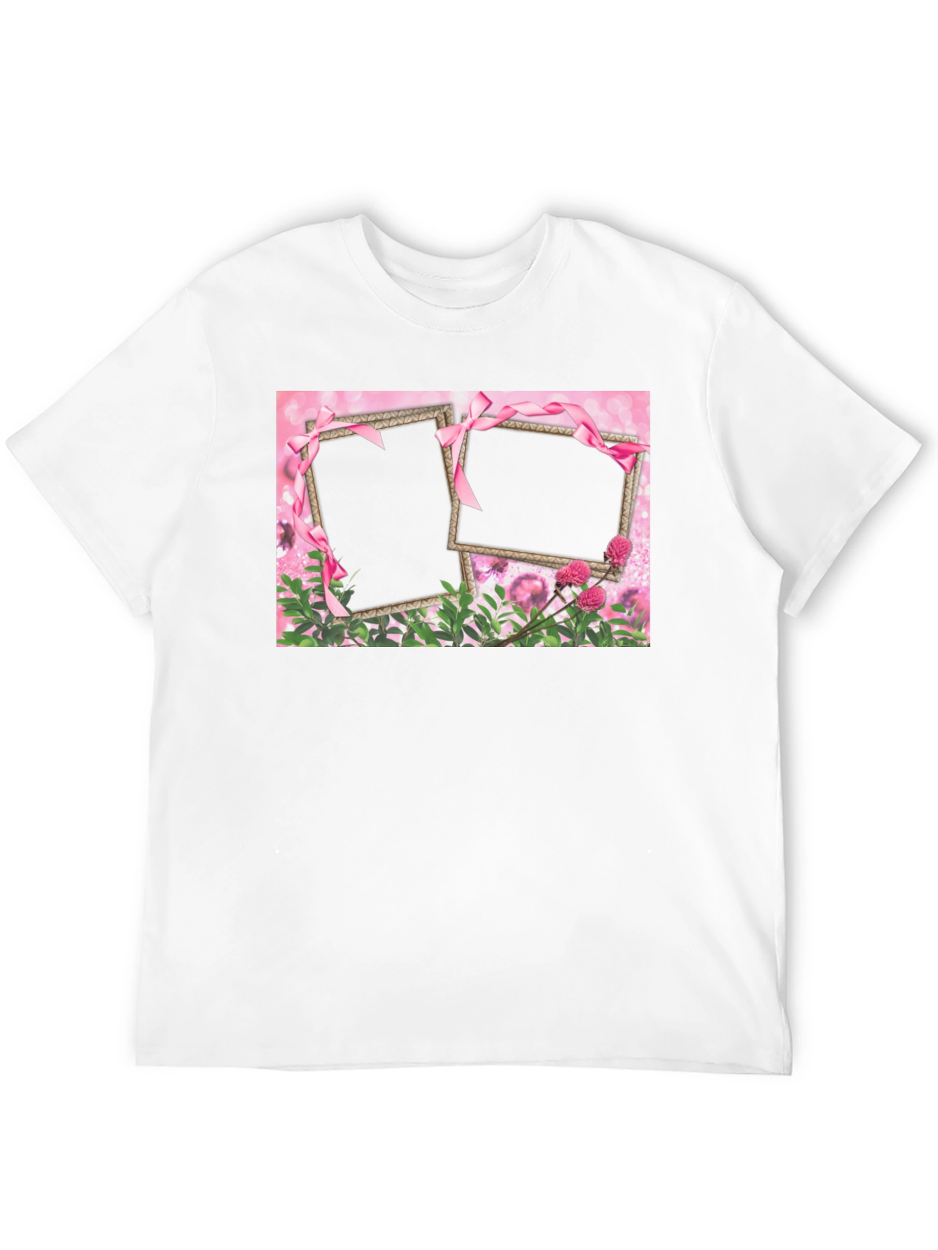 Customizable Pink Floral Frame T-Shirt