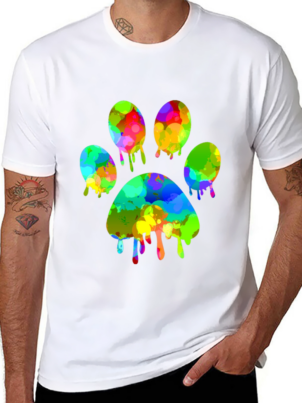 Colorful Paw Print T-Shirt
