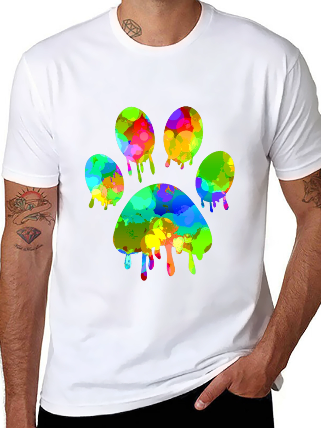 Colorful Paw Print T-Shirt
