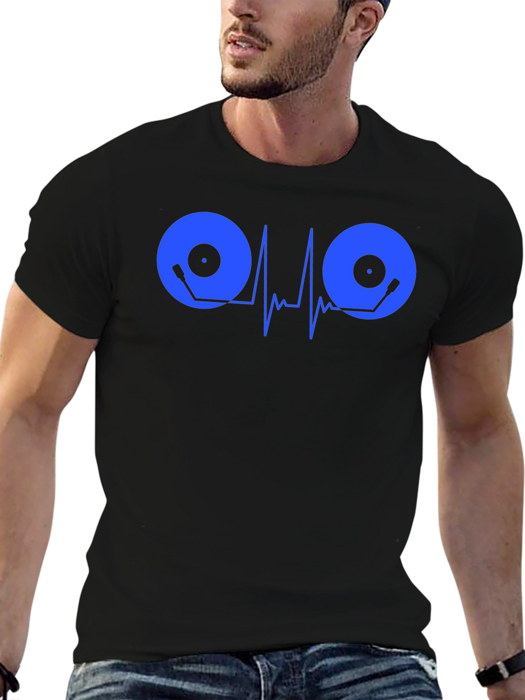 DJ Heartbeat Graphic T-Shirt - Black