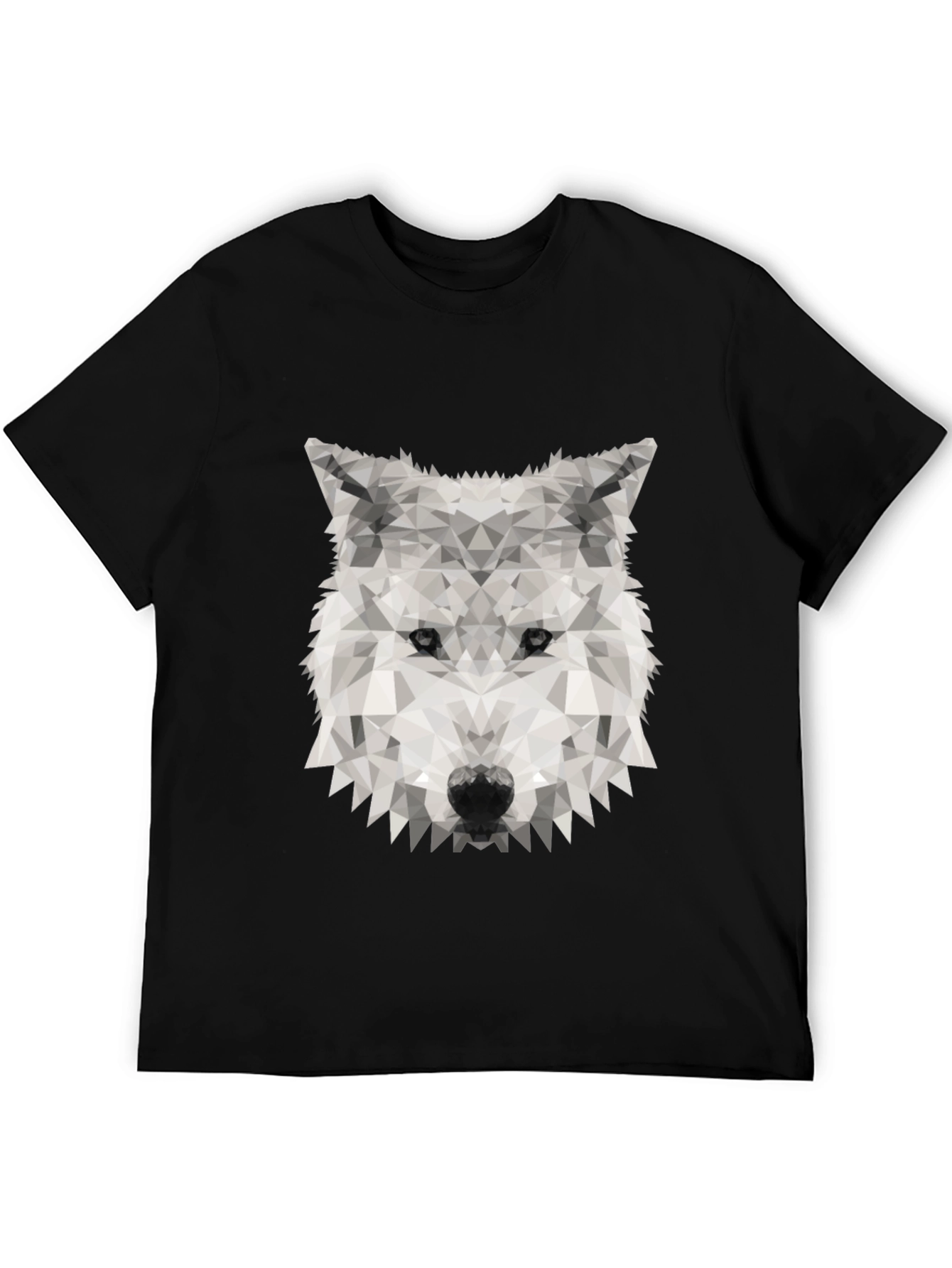 Geometric Wolf Graphic Tee - Stylish Black T-Shirt