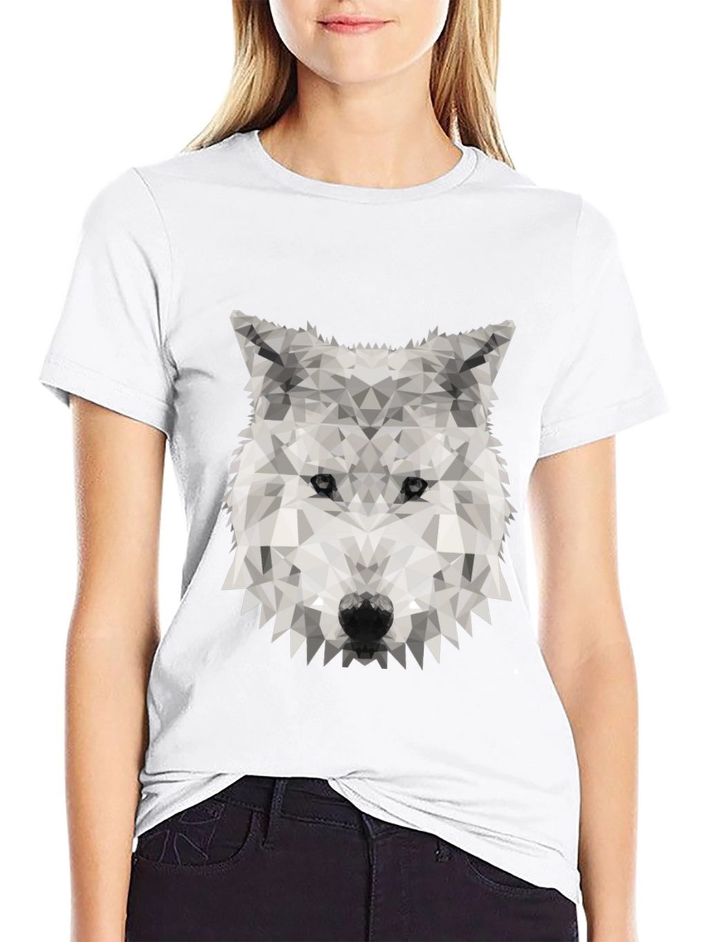 Geometric Wolf Graphic Tee - Stylish Black T-Shirt