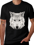 Geometric Wolf Graphic Tee - Stylish Black T-Shirt