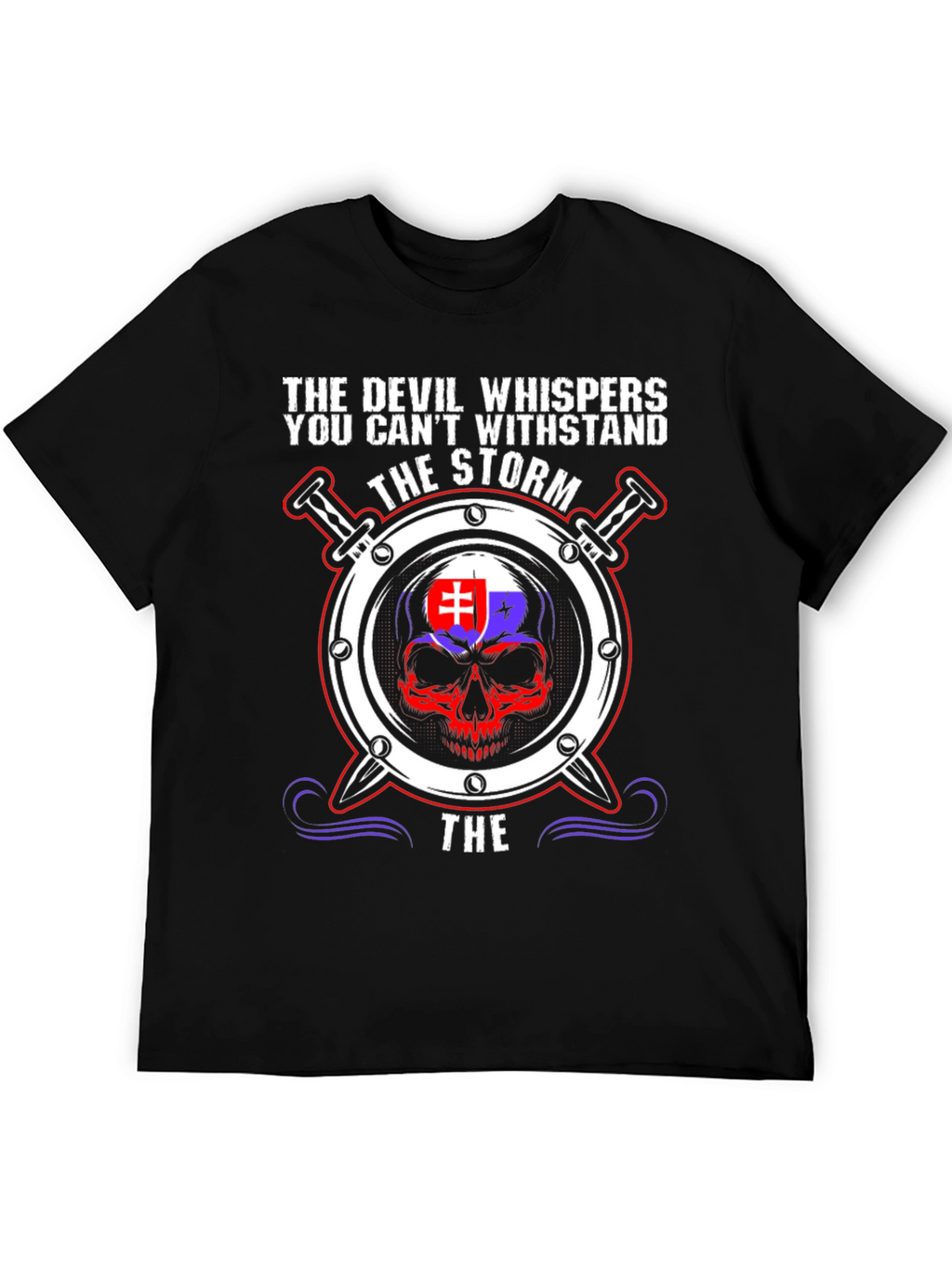 Devil Whispers Storm T-Shirt Slovakia Flag Skull