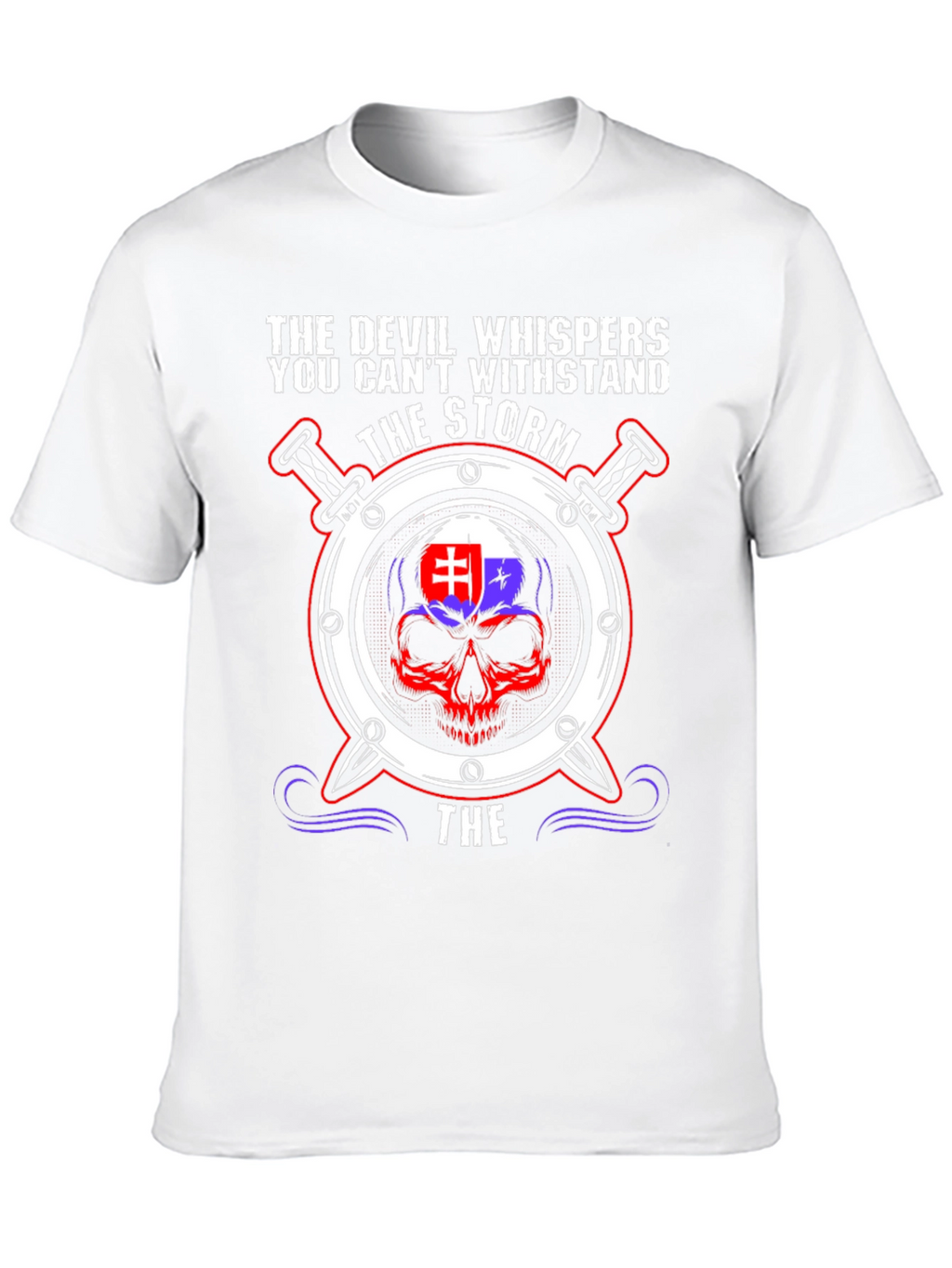 Devil Whispers Storm T-Shirt Slovakia Flag Skull