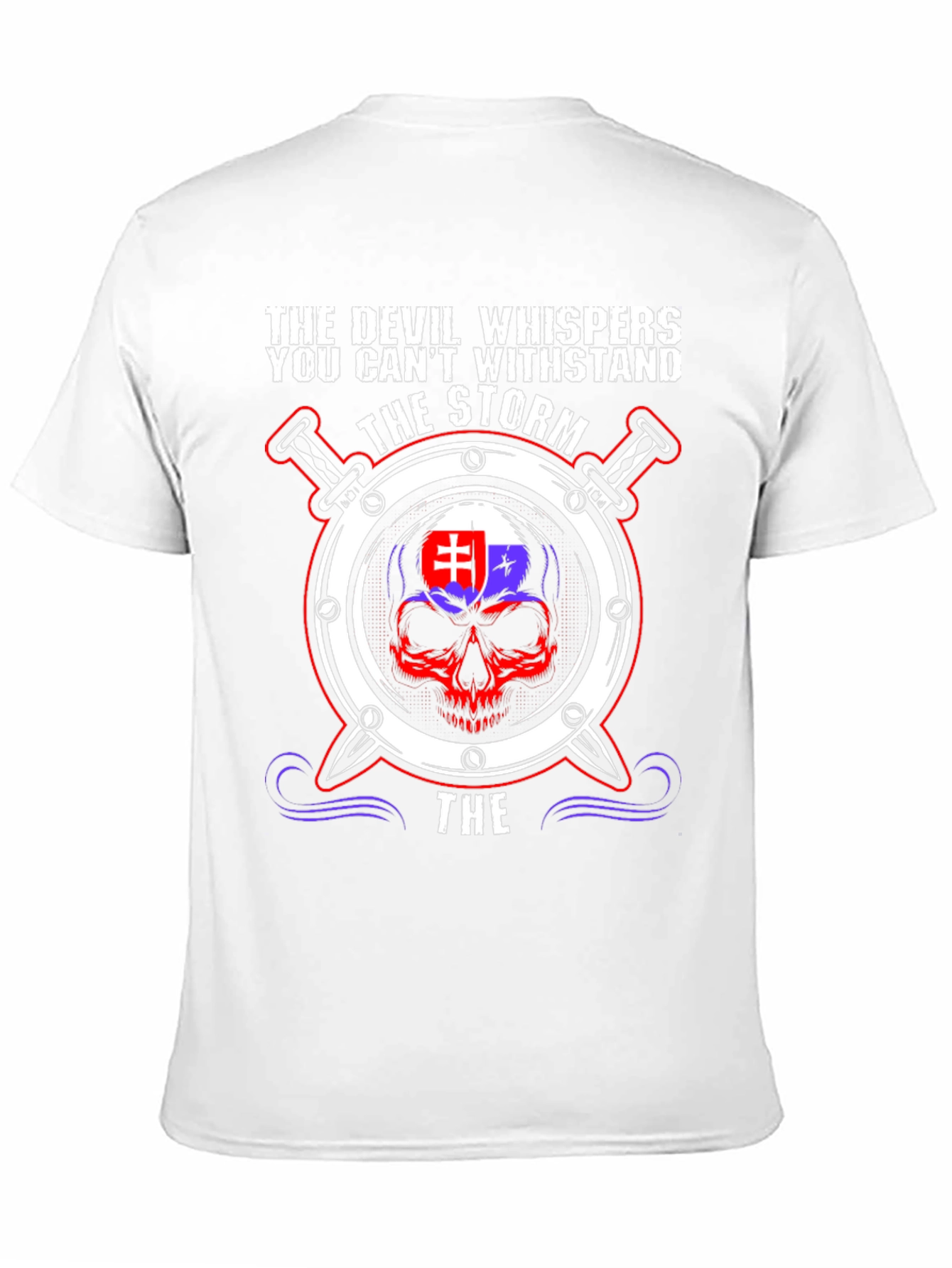 Devil Whispers Storm T-Shirt Slovakia Flag Skull