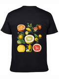 Citrus Fruit Graphic T-Shirt - Black Cotton Tee