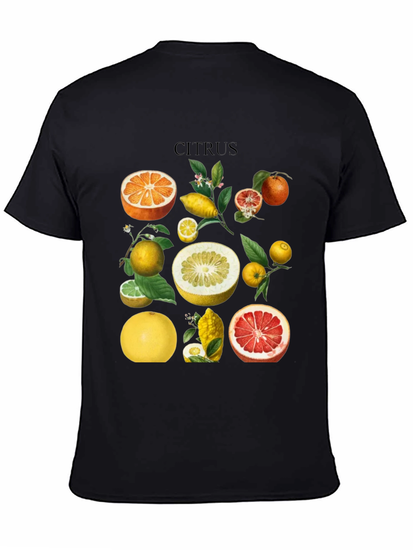 Citrus Fruit Graphic T-Shirt - Black Cotton Tee