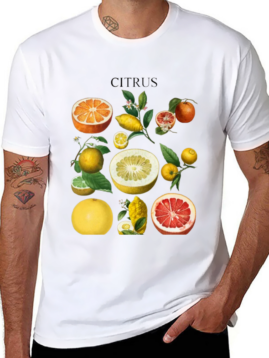 Citrus Fruit Graphic T-Shirt - Black Cotton Tee