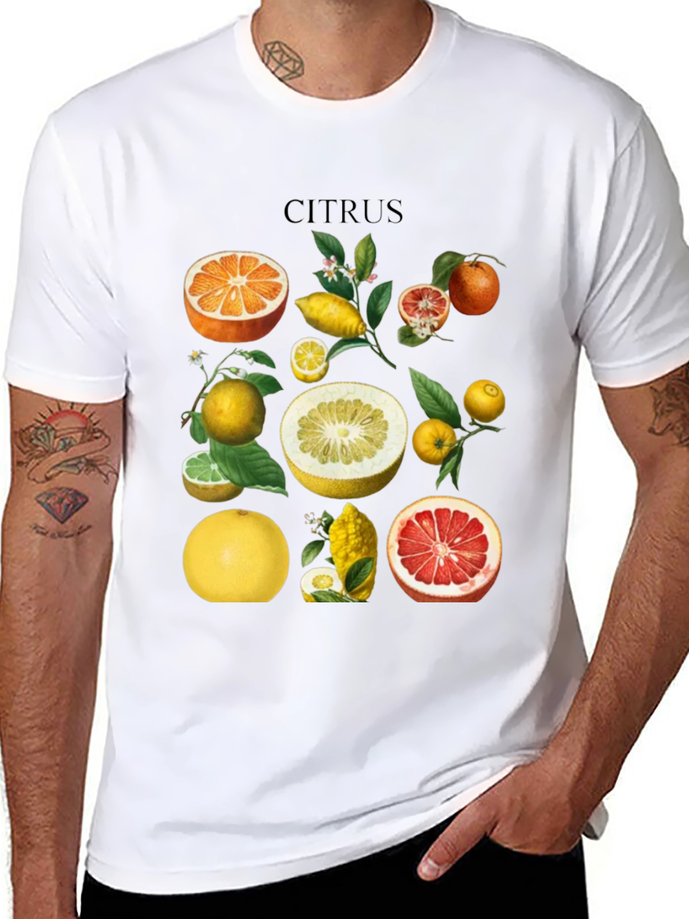 Citrus Fruit Graphic T-Shirt - Black Cotton Tee