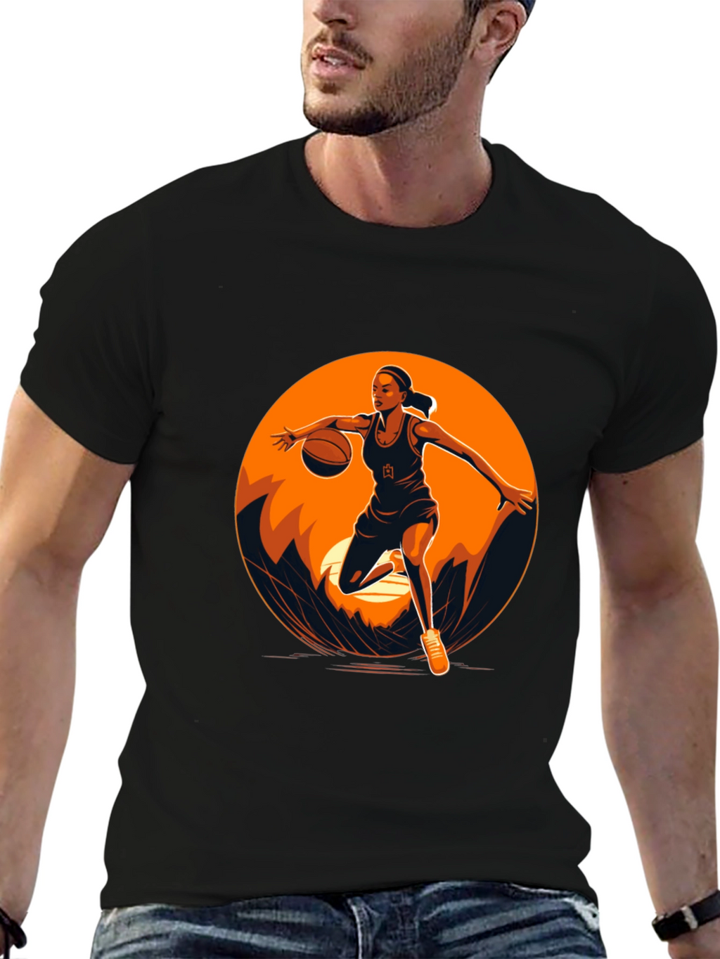 Basketball Player Graphic Black T-Shirt