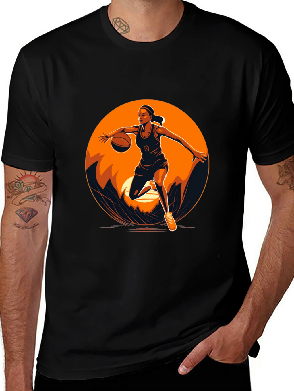 Basketball Player Graphic Black T-Shirt