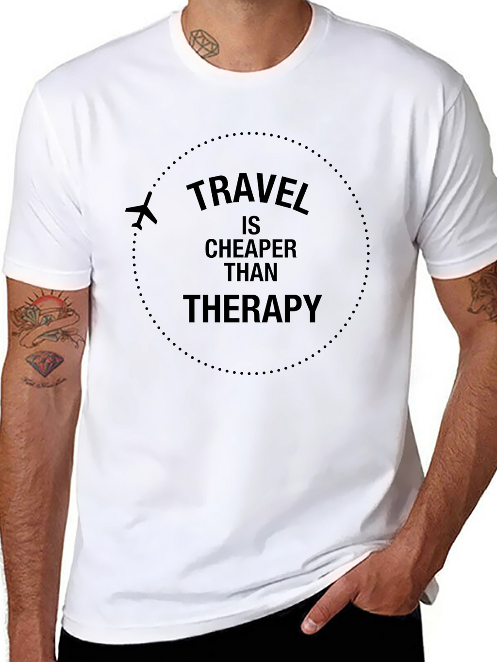 Travel is Cheaper Than Therapy Black T-Shirt