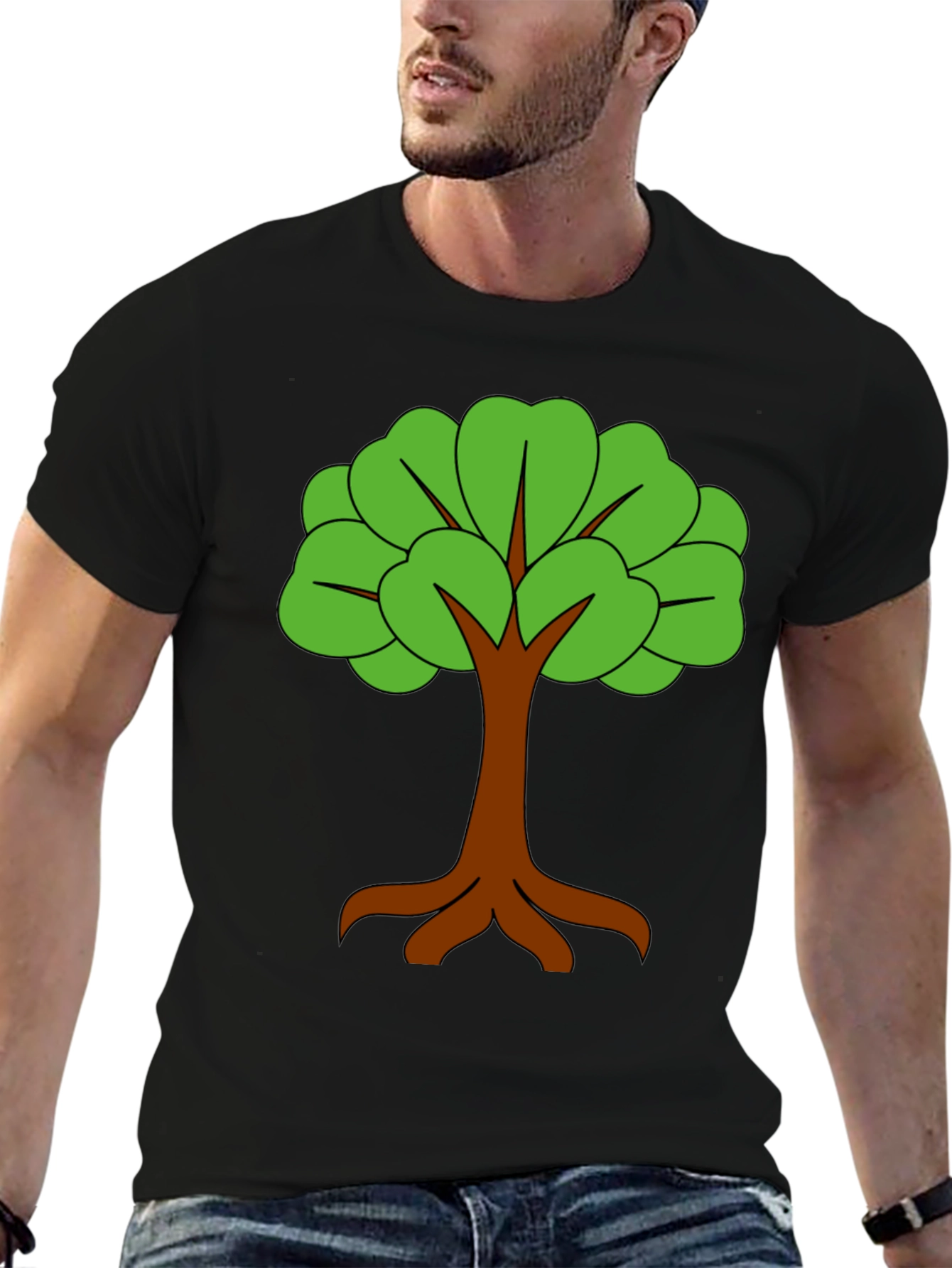 Nature Tree Graphic Black T-Shirt