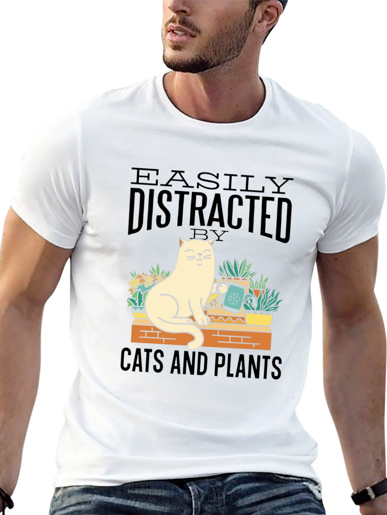 Easily Distracted by Cats and Plants Graphic Tee