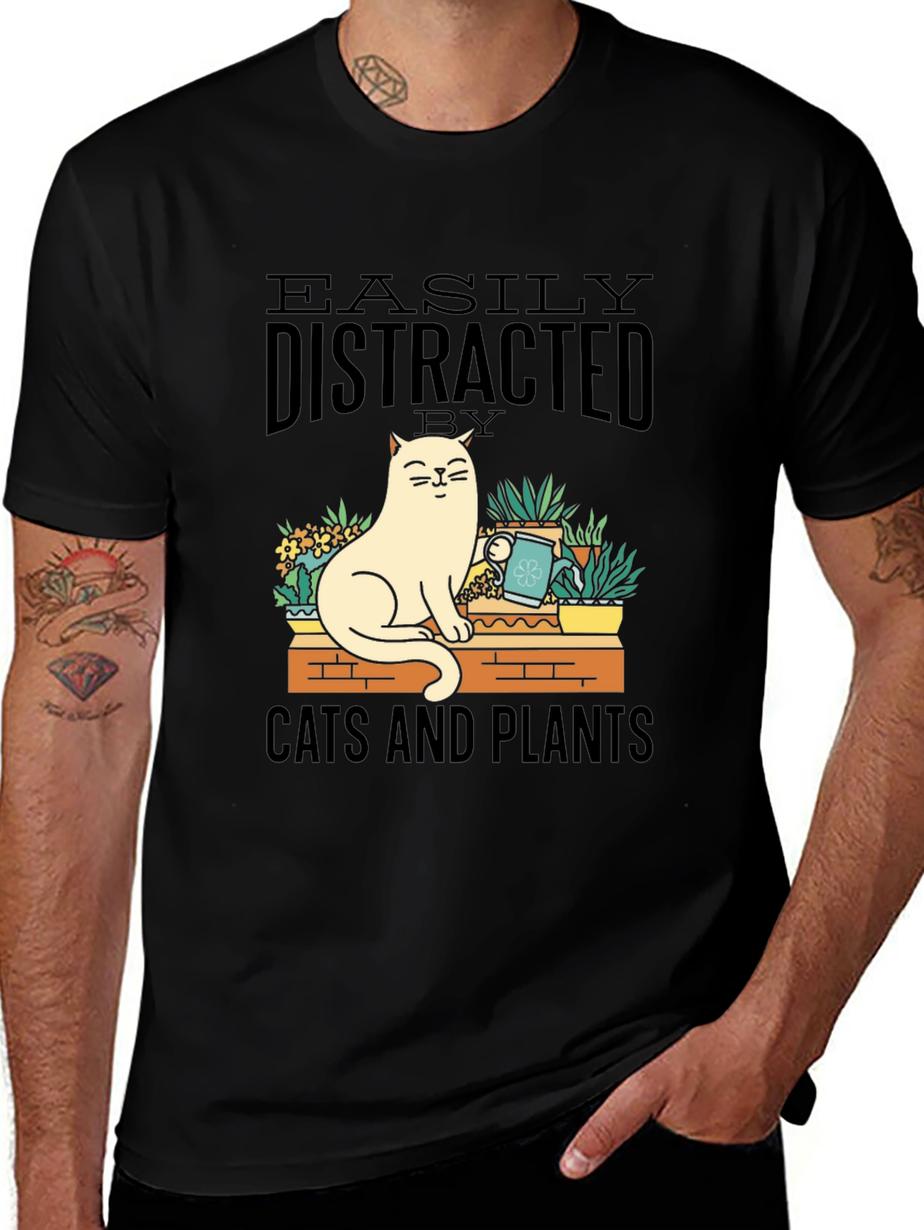 Easily Distracted by Cats and Plants Graphic Tee