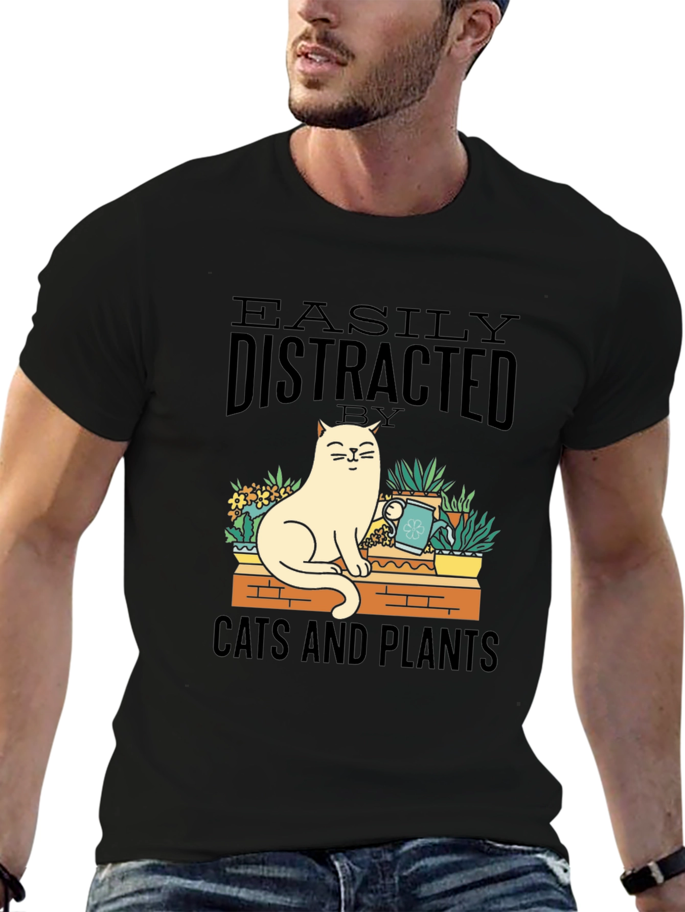 Easily Distracted by Cats and Plants Graphic Tee