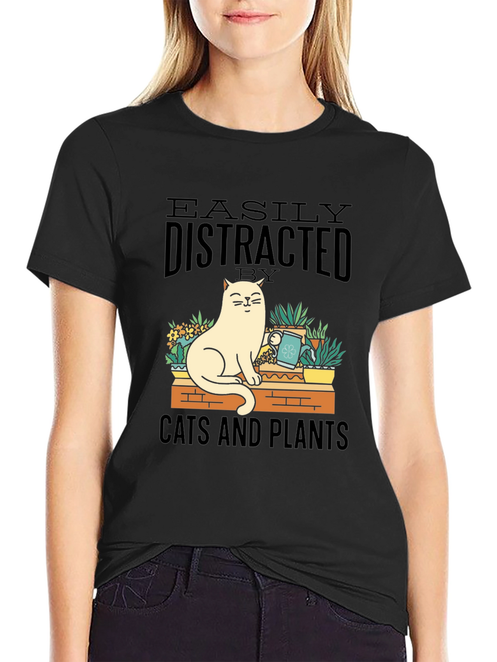Easily Distracted by Cats and Plants Graphic Tee
