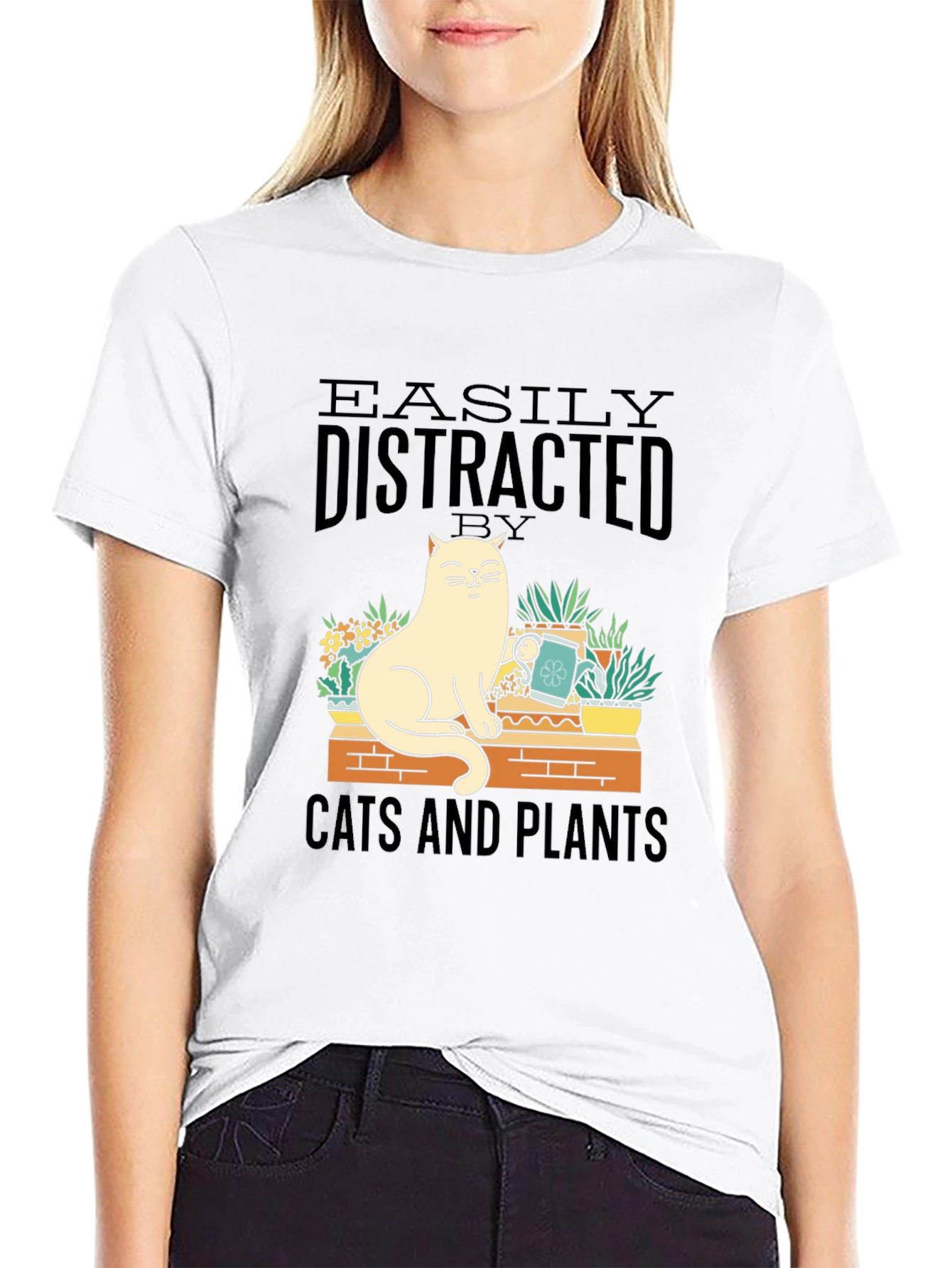 Easily Distracted by Cats and Plants Graphic Tee