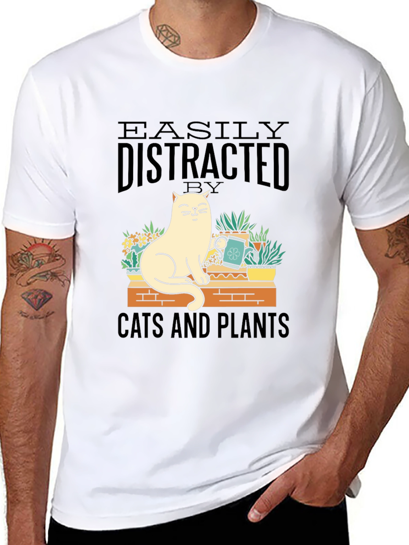 Easily Distracted by Cats and Plants Graphic Tee