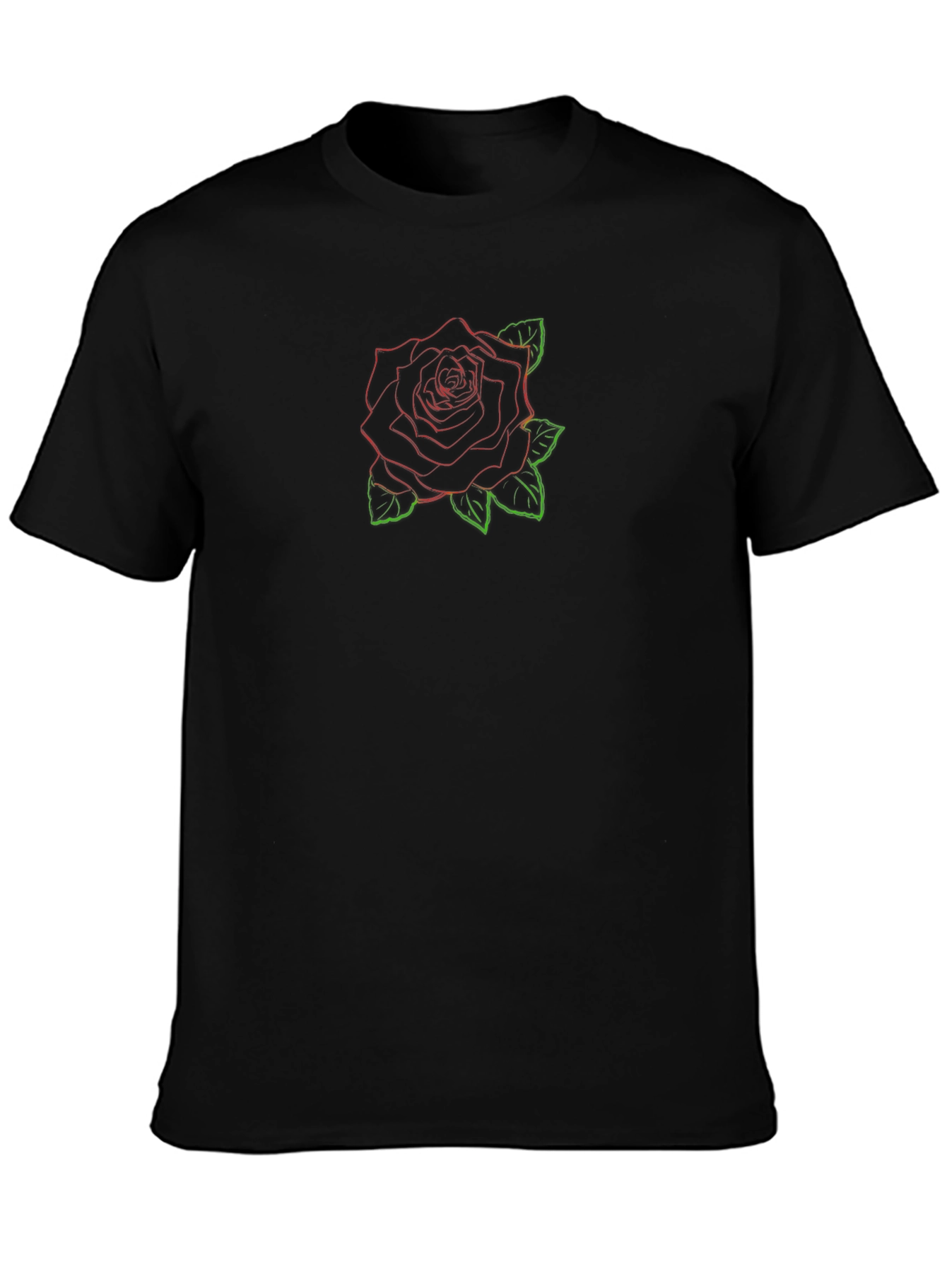 Modern Rose Outline Graphic Tee - Black