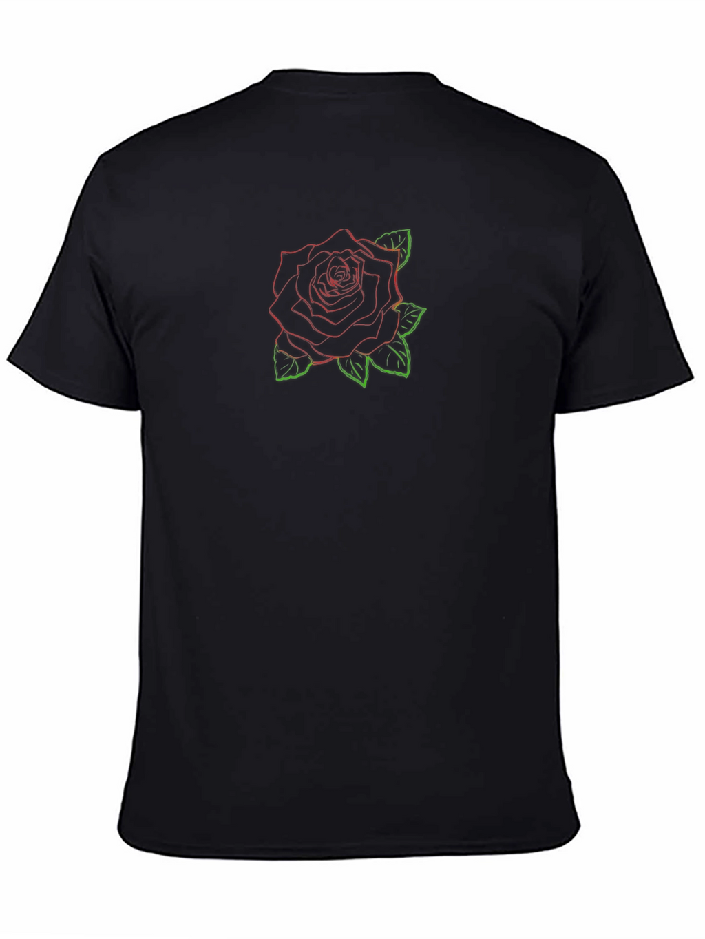 Modern Rose Outline Graphic Tee - Black