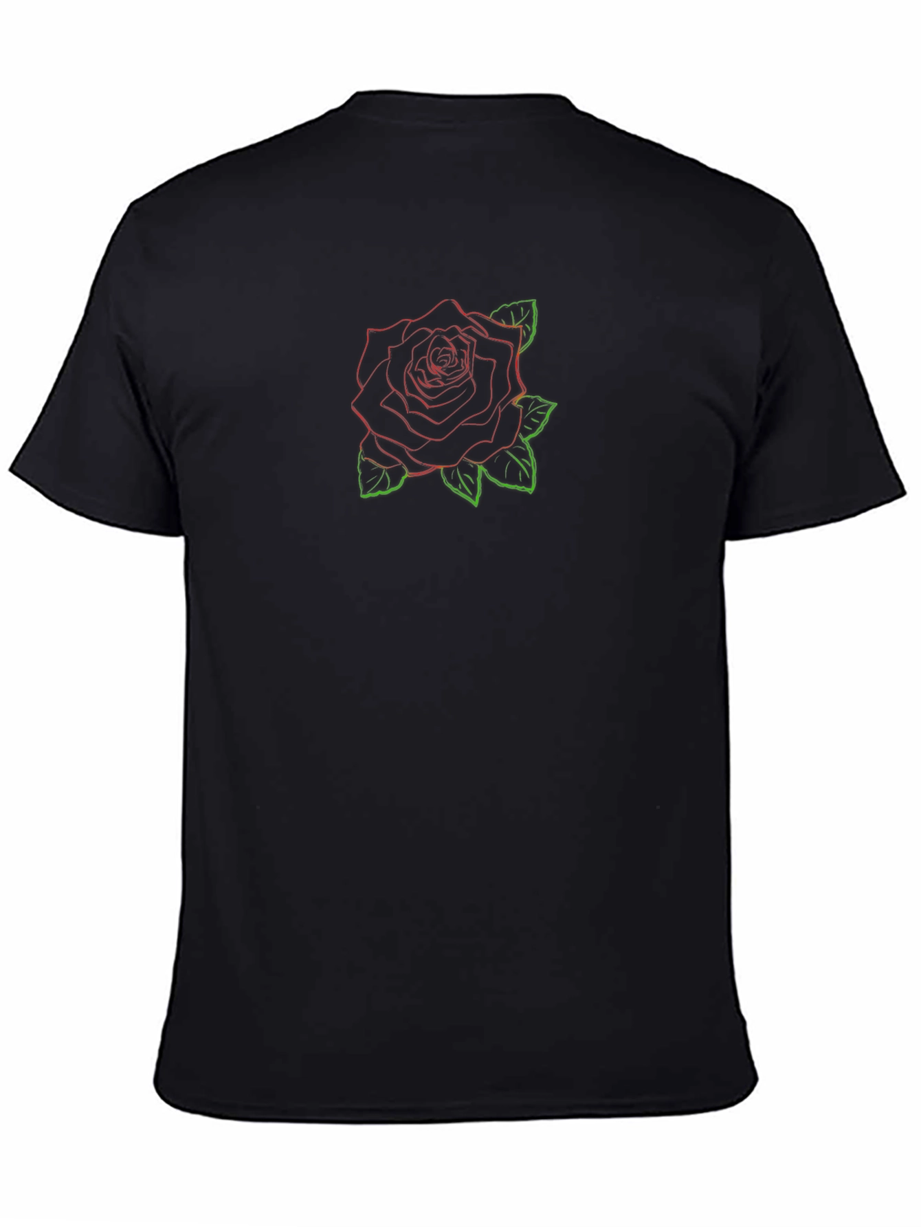 Modern Rose Outline Graphic Tee - Black