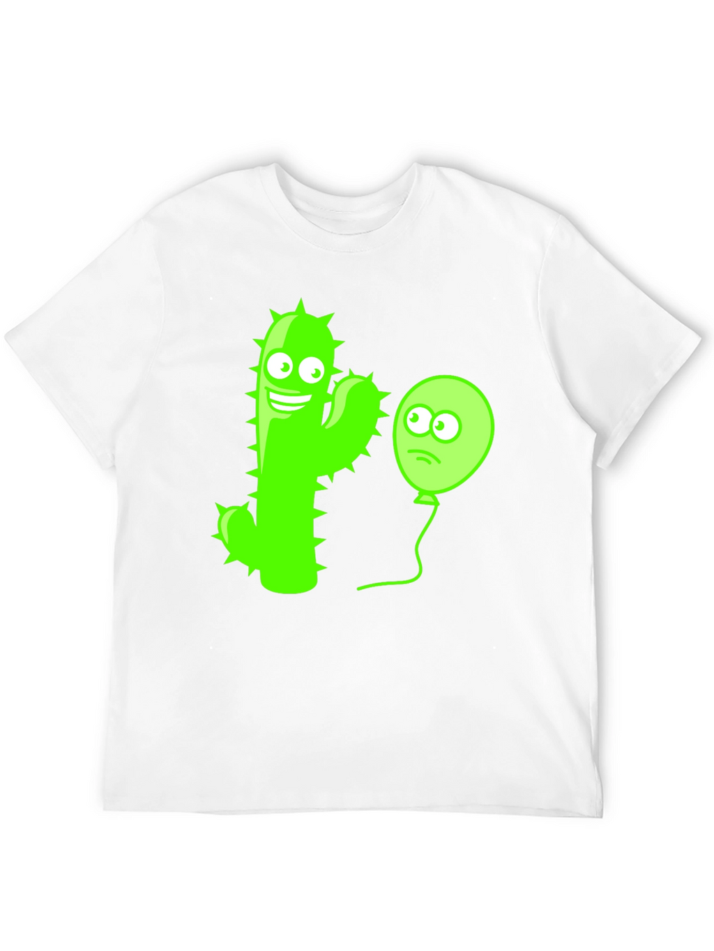 Funny Cactus & Balloon Graphic Tee - Black