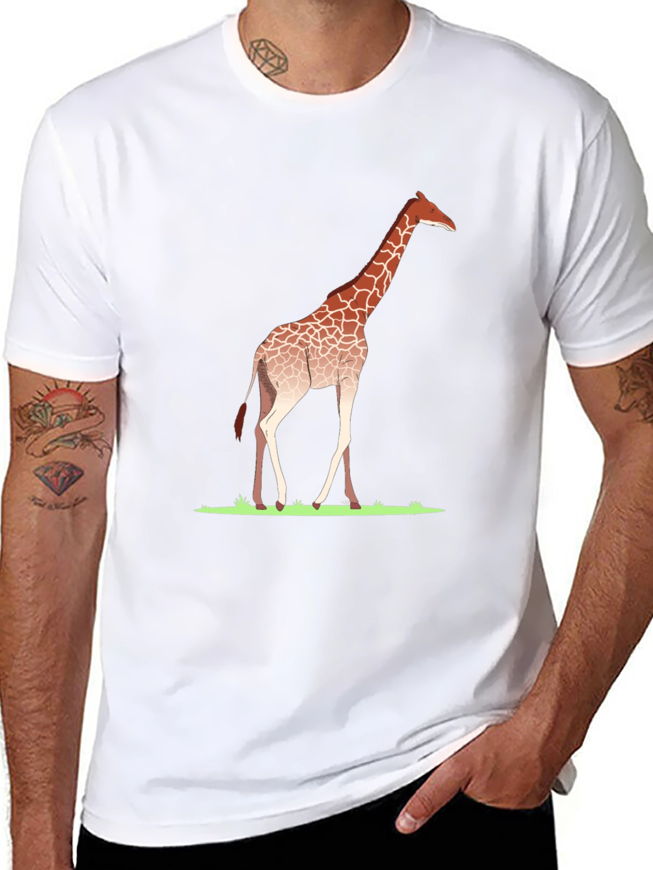 Giraffe Graphic Tee - Black Casual T-Shirt