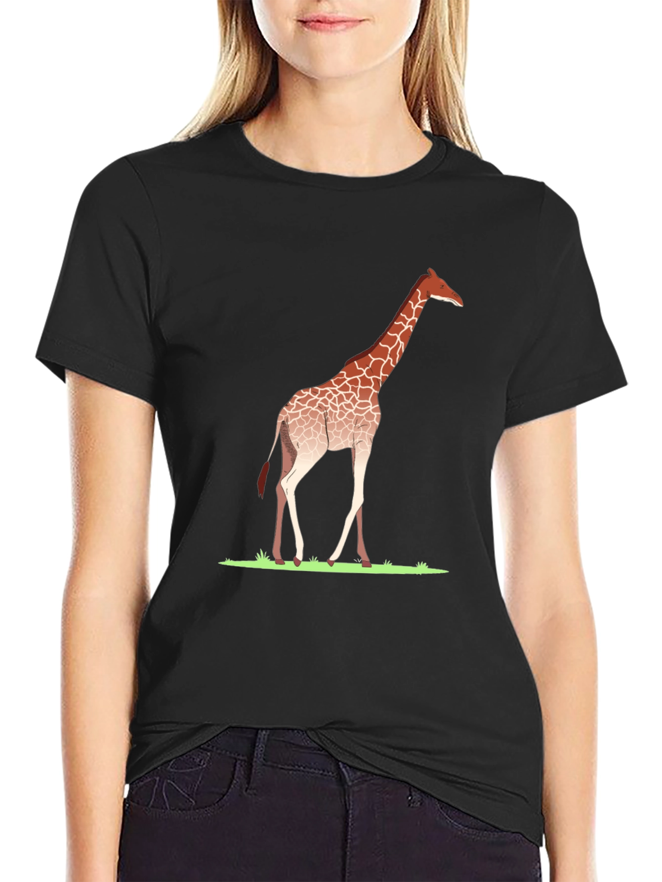 Giraffe Graphic Tee - Black Casual T-Shirt