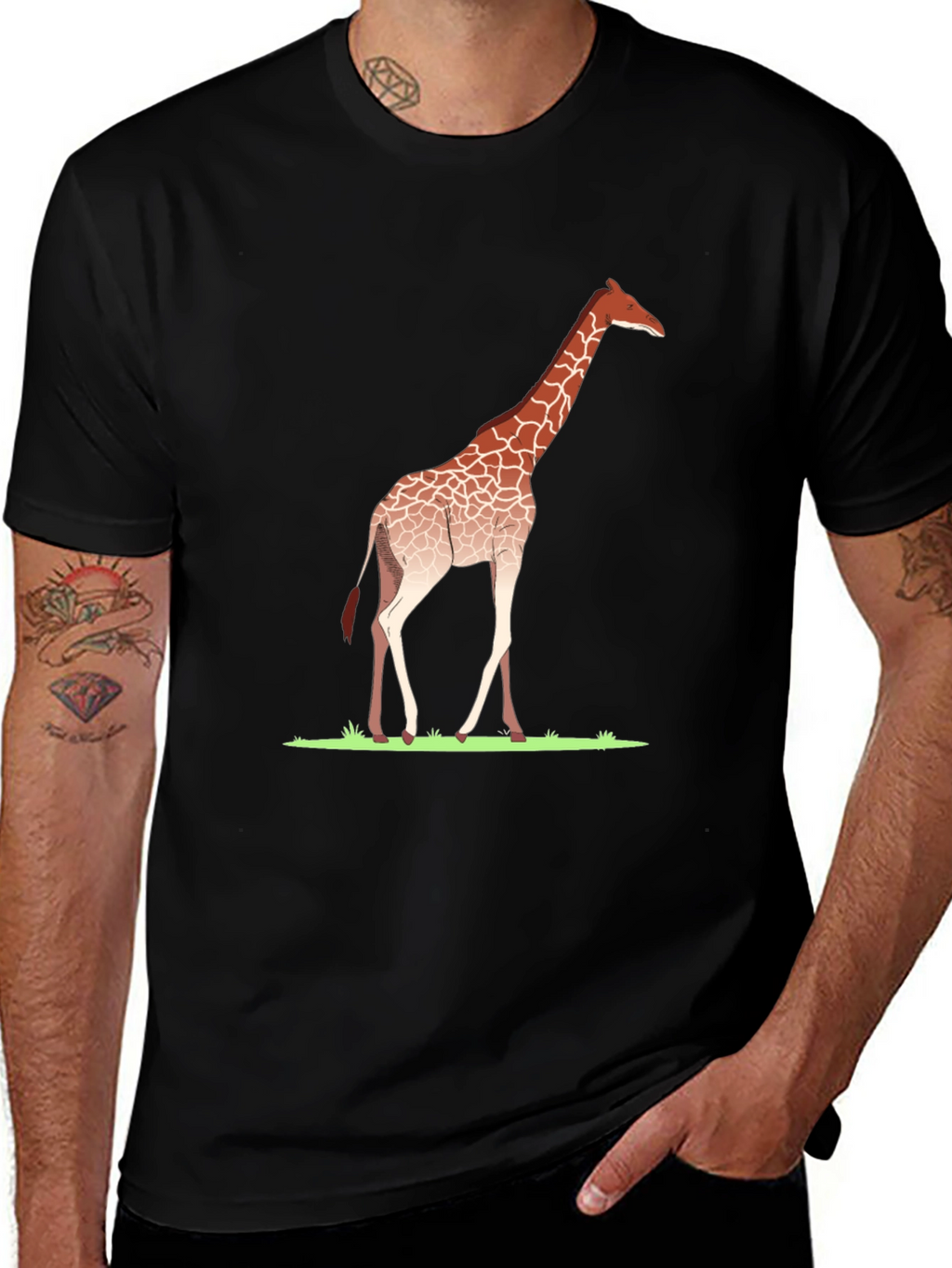 Giraffe Graphic Tee - Black Casual T-Shirt