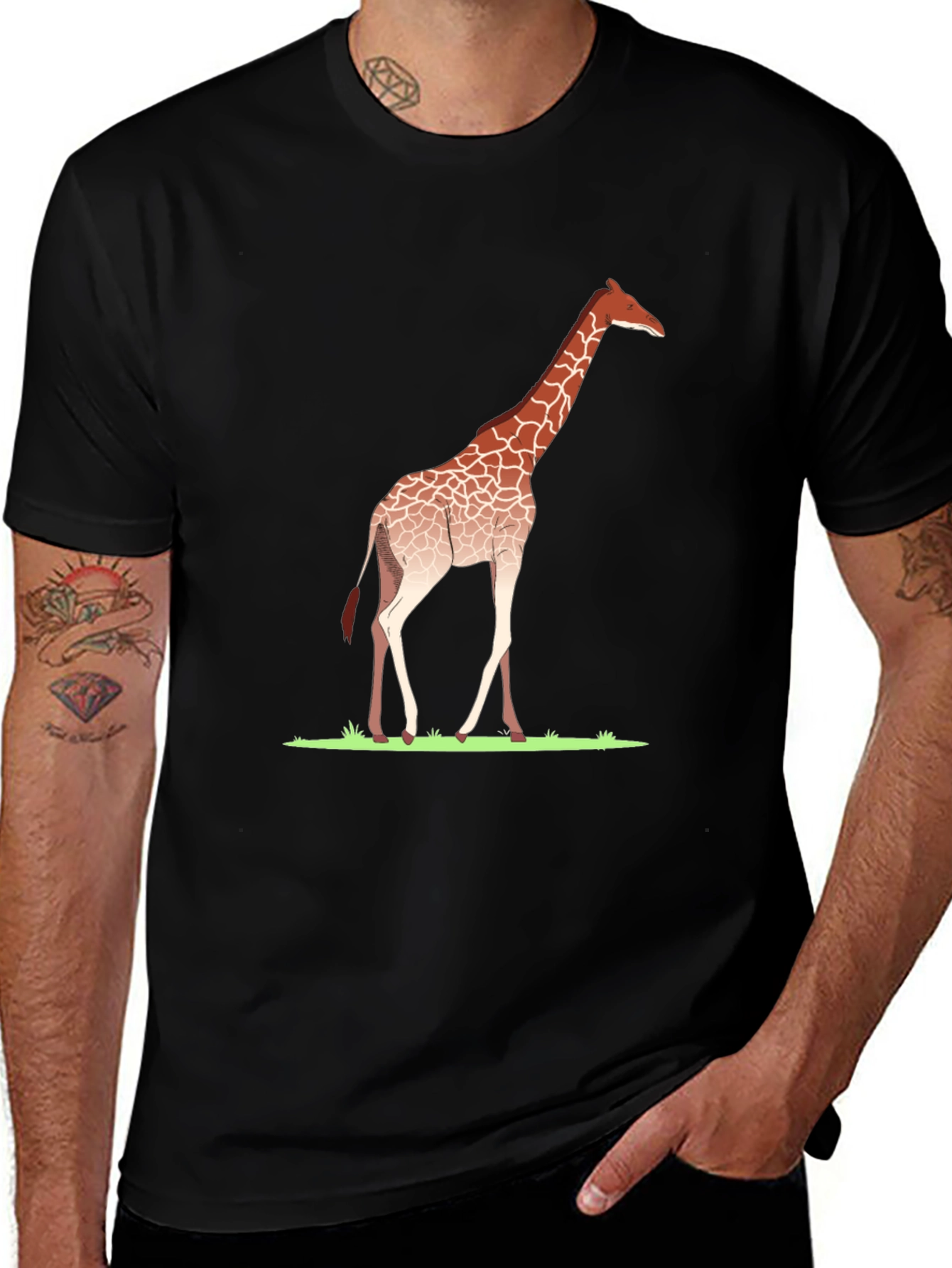 Giraffe Graphic Tee - Black Casual T-Shirt
