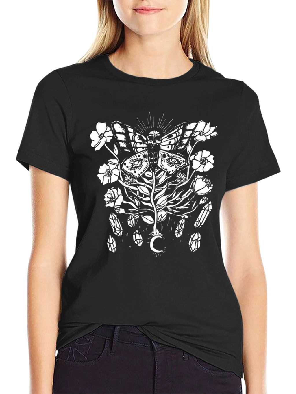 Mystic Moth Graphic Tee - Black Cotton T-Shirt