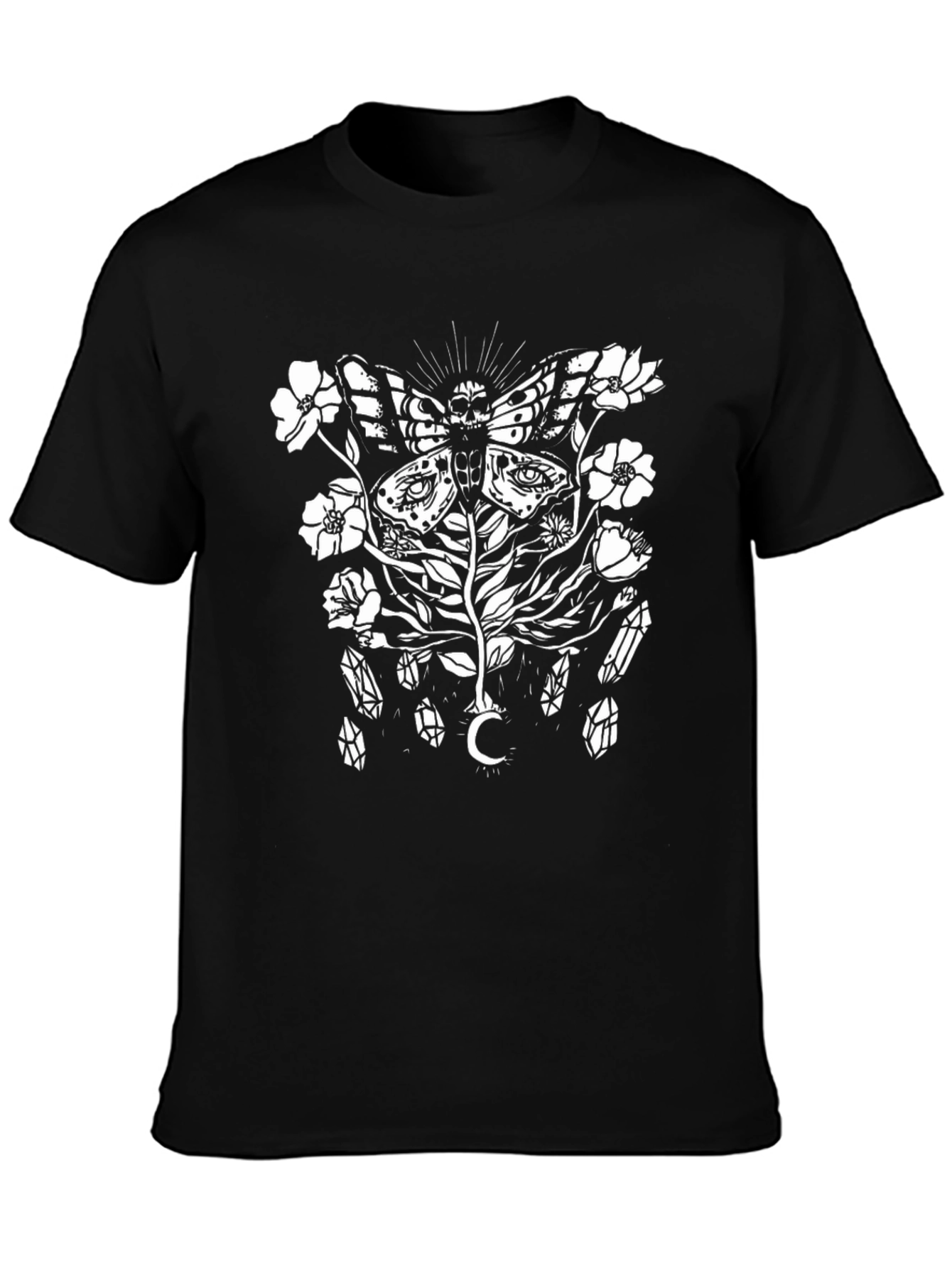 Mystic Moth Graphic Tee - Black Cotton T-Shirt