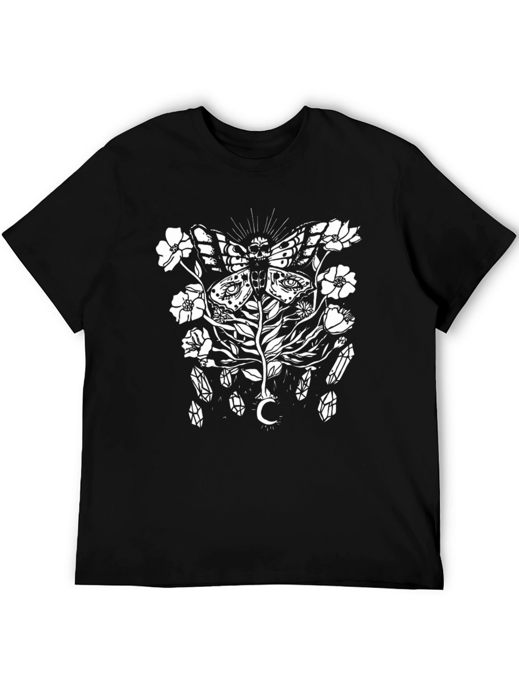 Mystic Moth Graphic Tee - Black Cotton T-Shirt