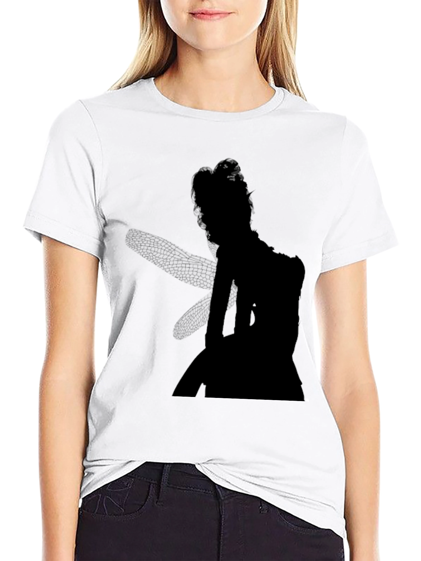 Mystical Fairy Silhouette Black T-Shirt