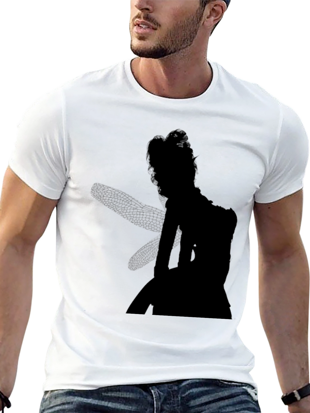 Mystical Fairy Silhouette Black T-Shirt