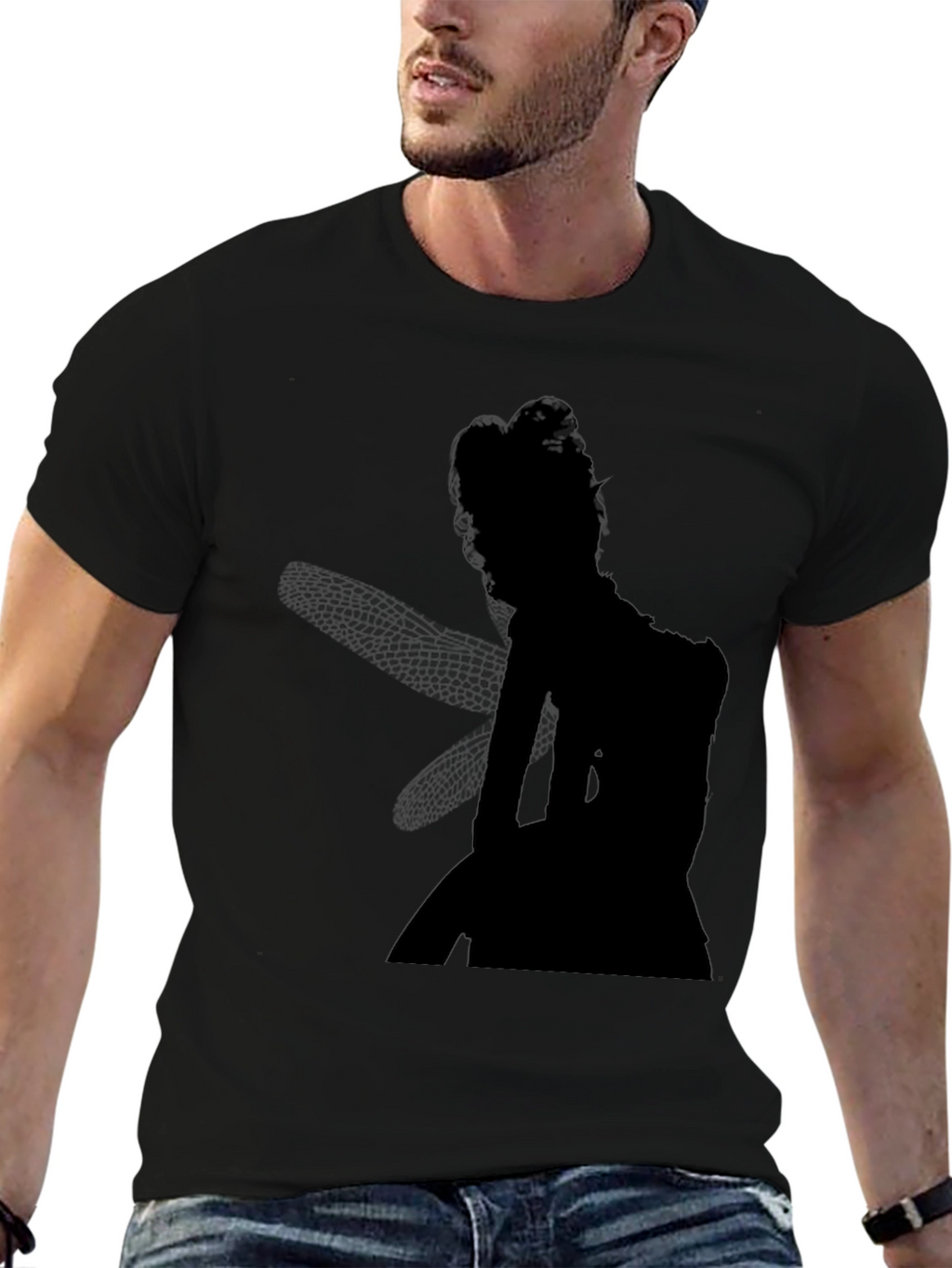 Mystical Fairy Silhouette Black T-Shirt