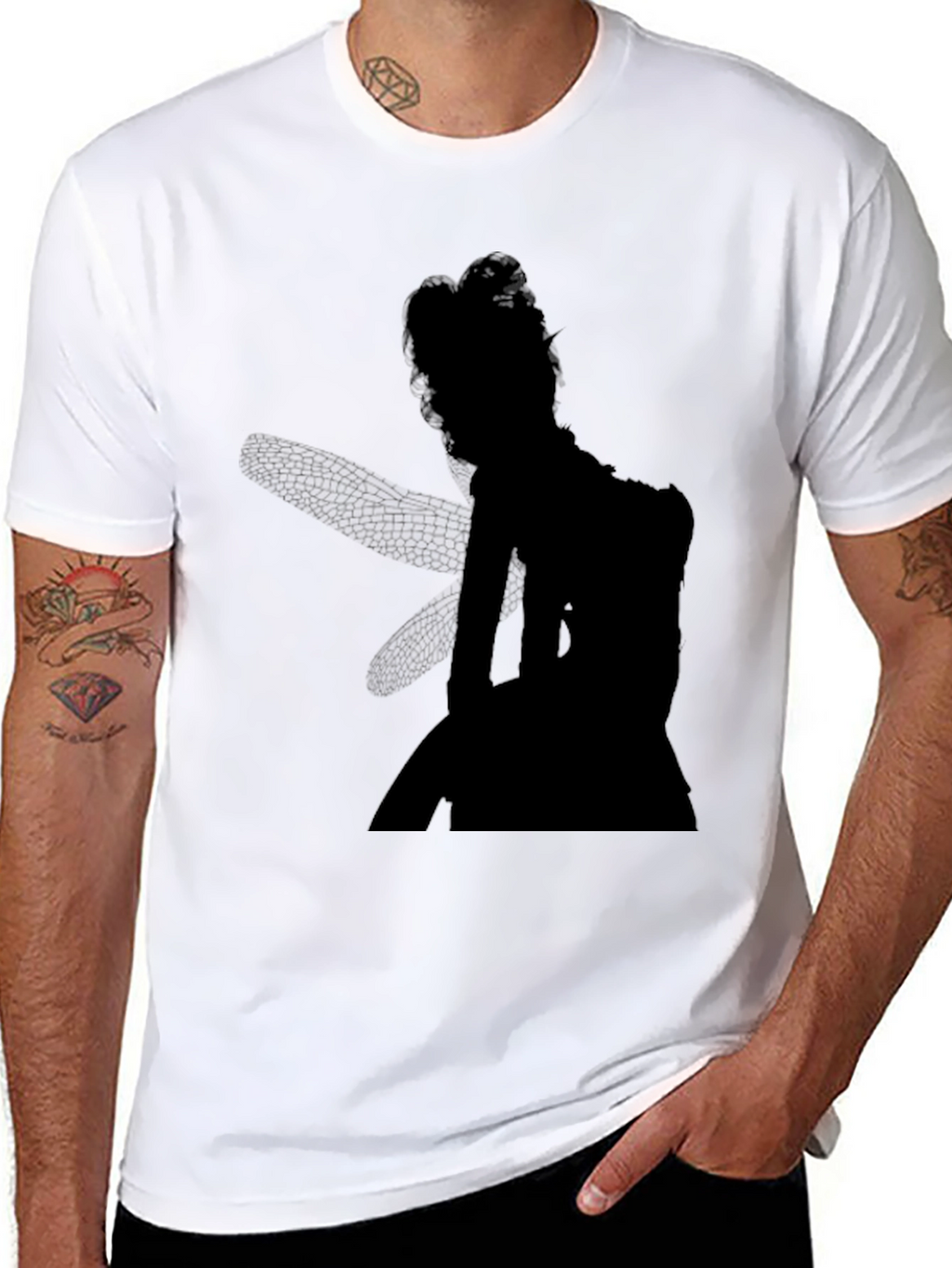 Mystical Fairy Silhouette Black T-Shirt