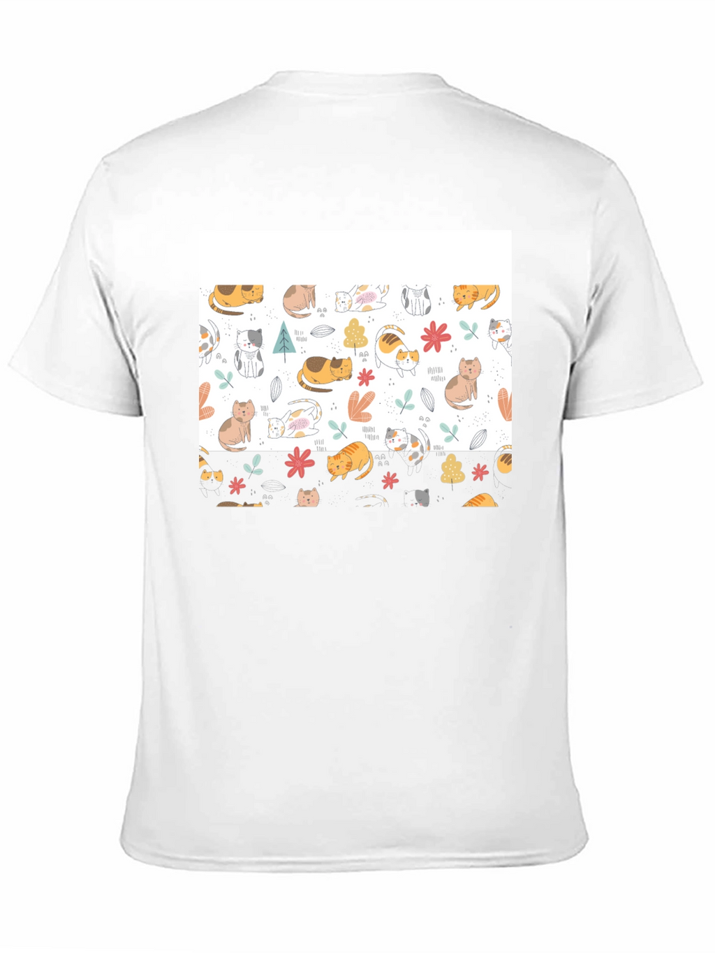 Cute Cat Pattern Black T-Shirt
