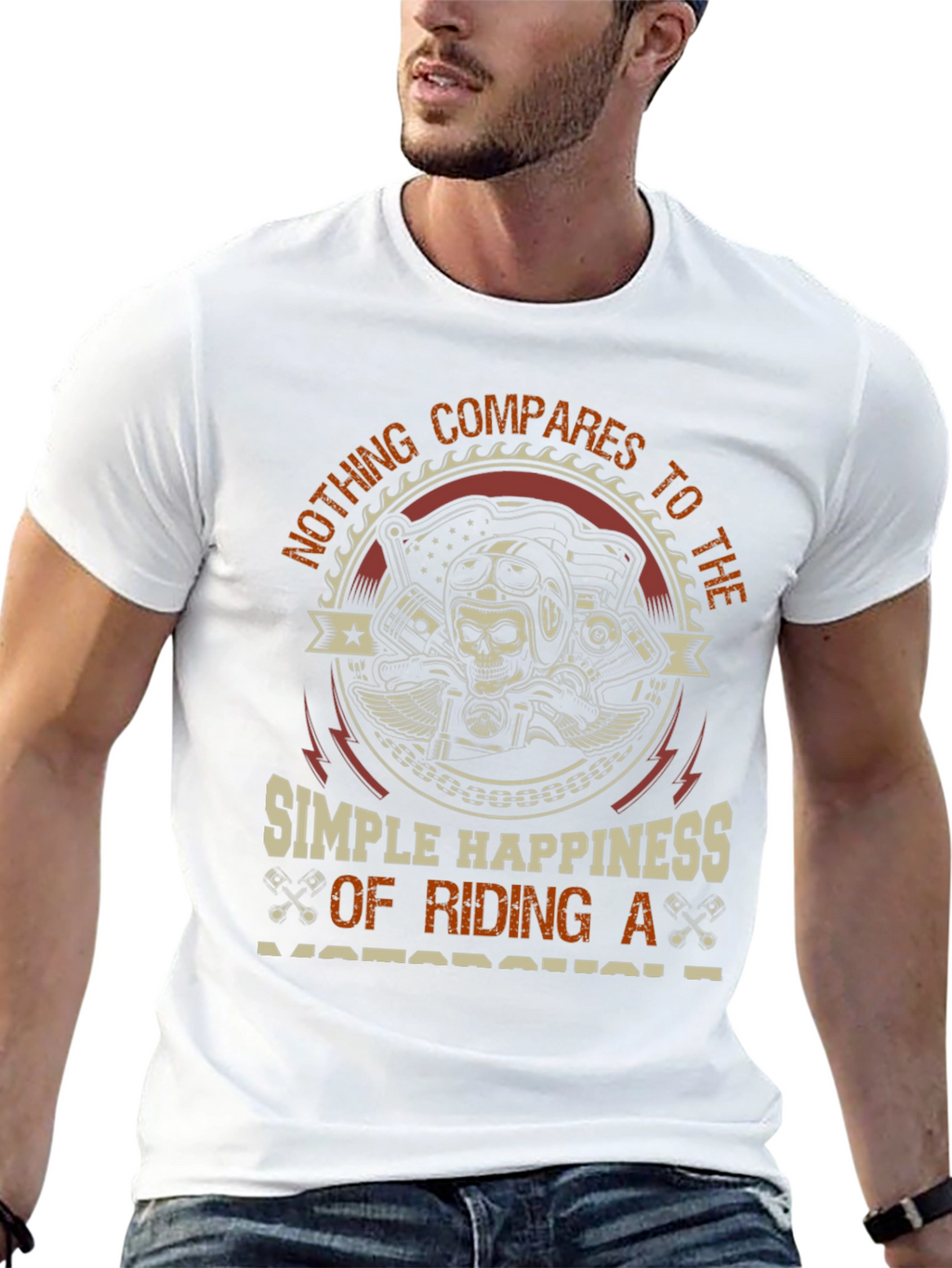 Motorcycle Rider T-Shirt - Simple Happiness Design